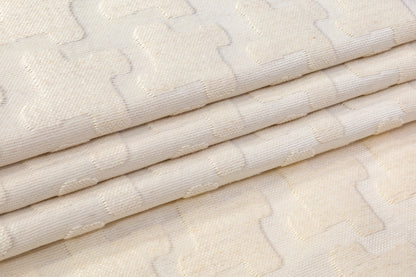 Metallic Italian Wool Cotton Brocade - Off White