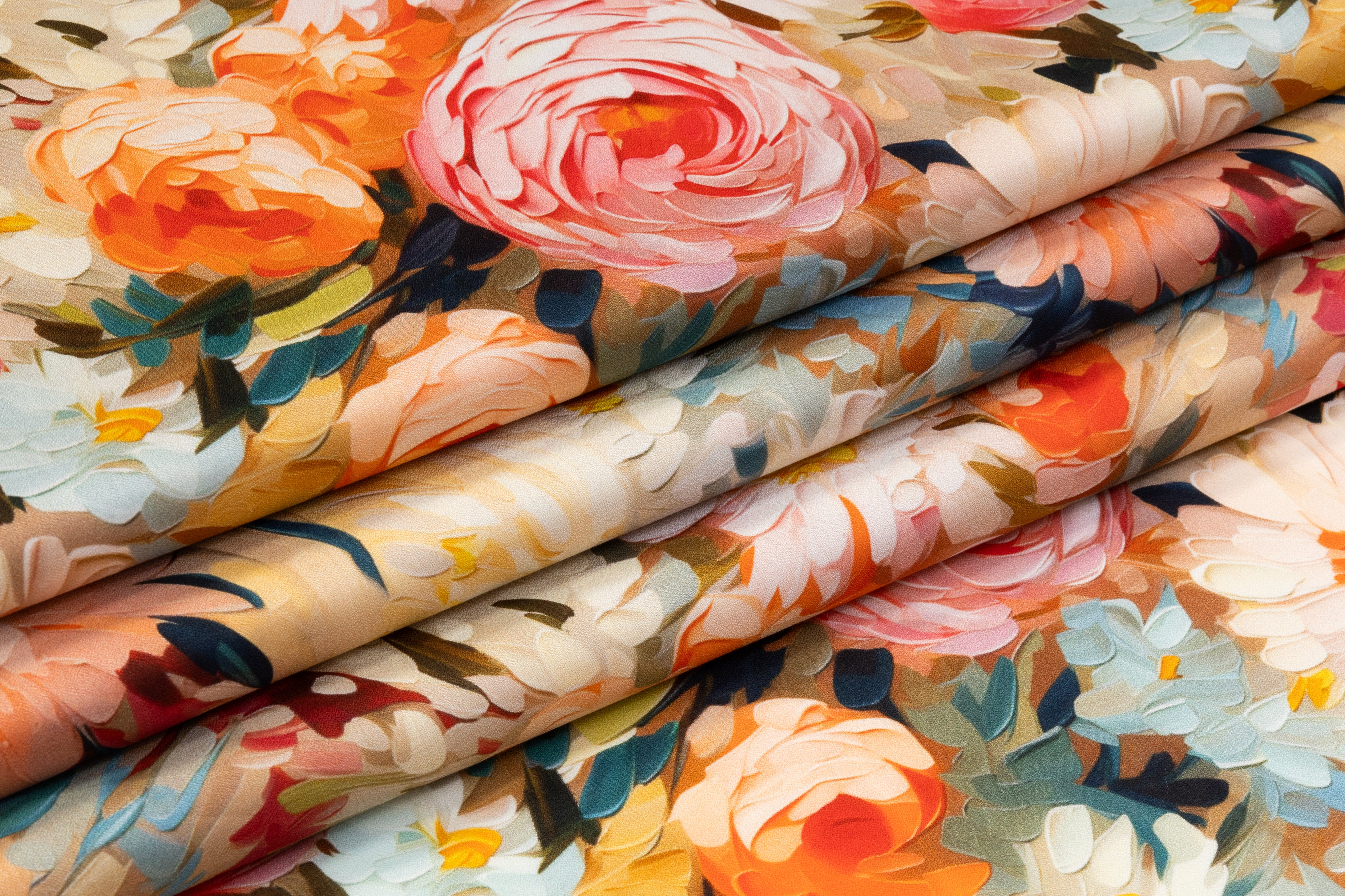 Floral Italian Cotton Crepe de Chine - Multicolor