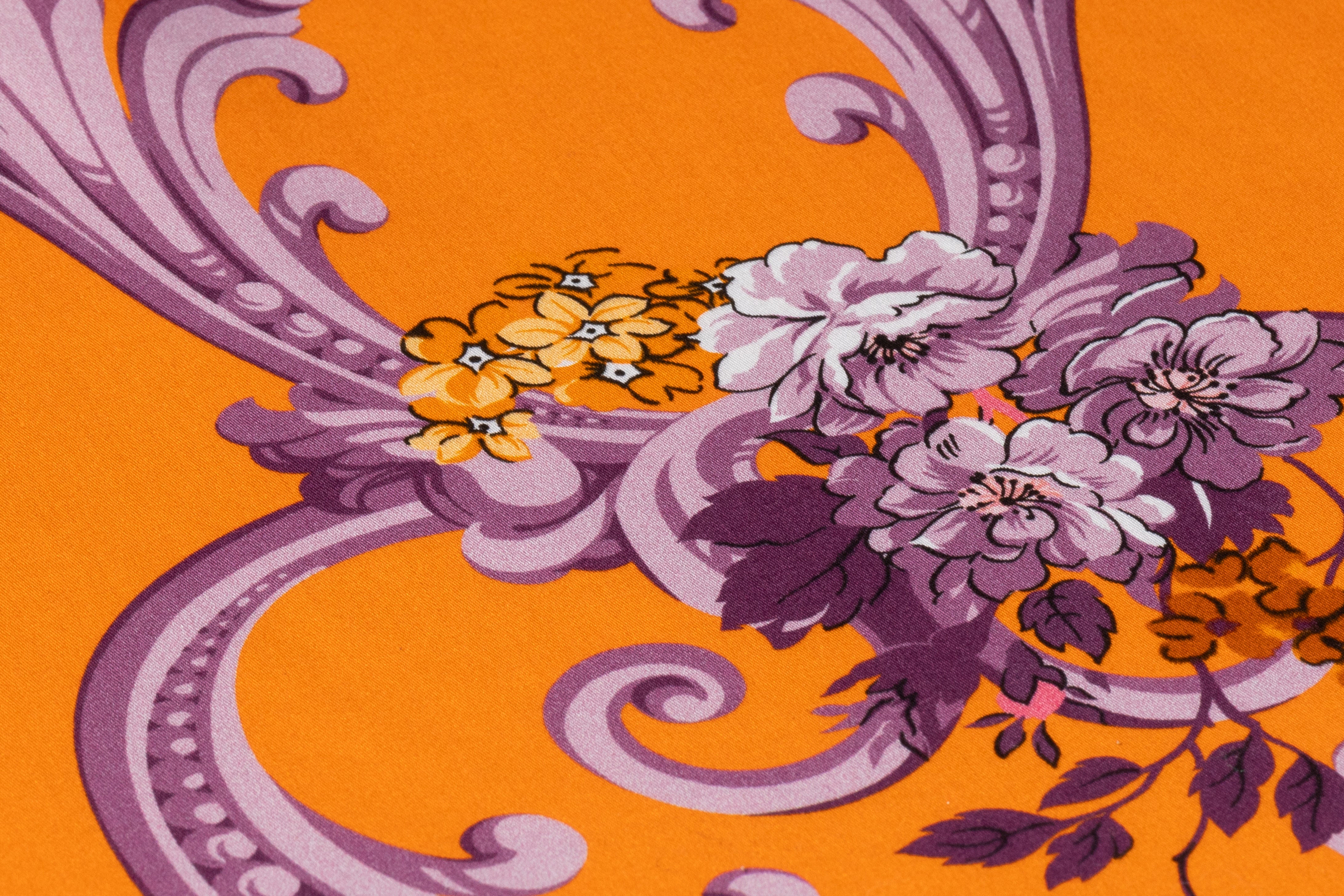 Ratti - Baroque Garden Italian Cotton Sateen - Orange / Cream