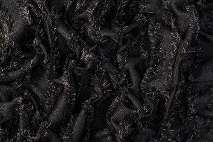 Striped Fringed Italian Polyester - Navy / Black