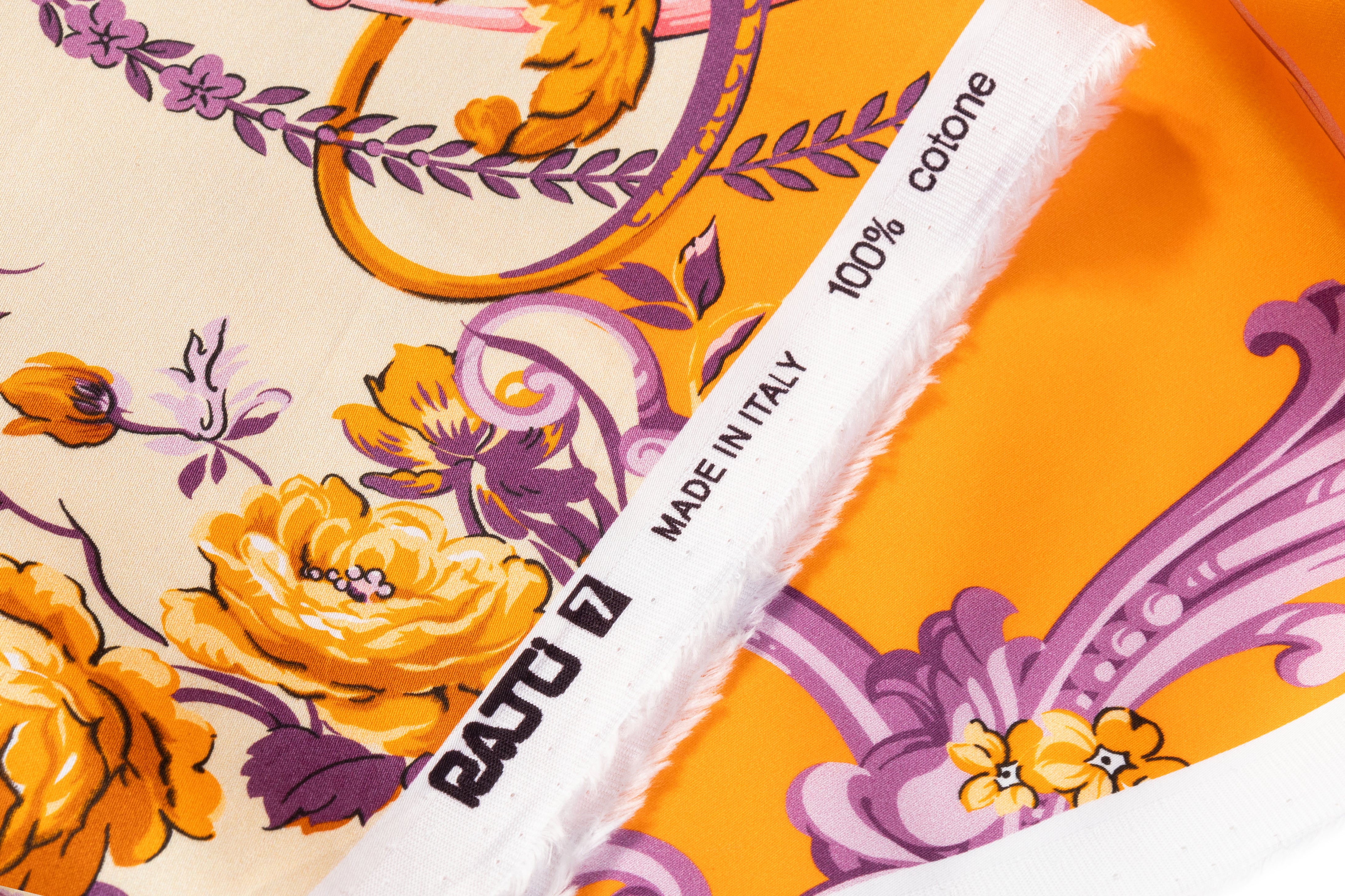 Ratti - Baroque Garden Italian Cotton Sateen - Orange / Cream