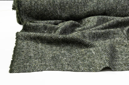 Italian Herringbone Wool Coating - Green