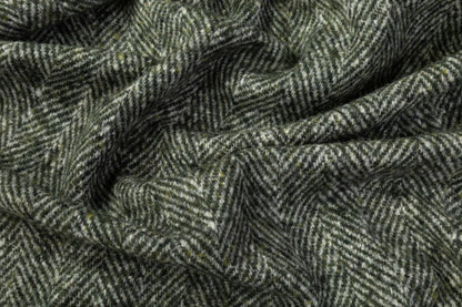 Italian Herringbone Wool Coating - Green