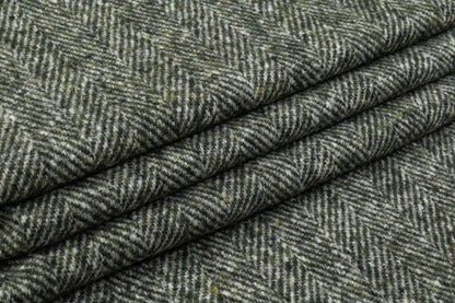 Italian Herringbone Wool Coating - Green