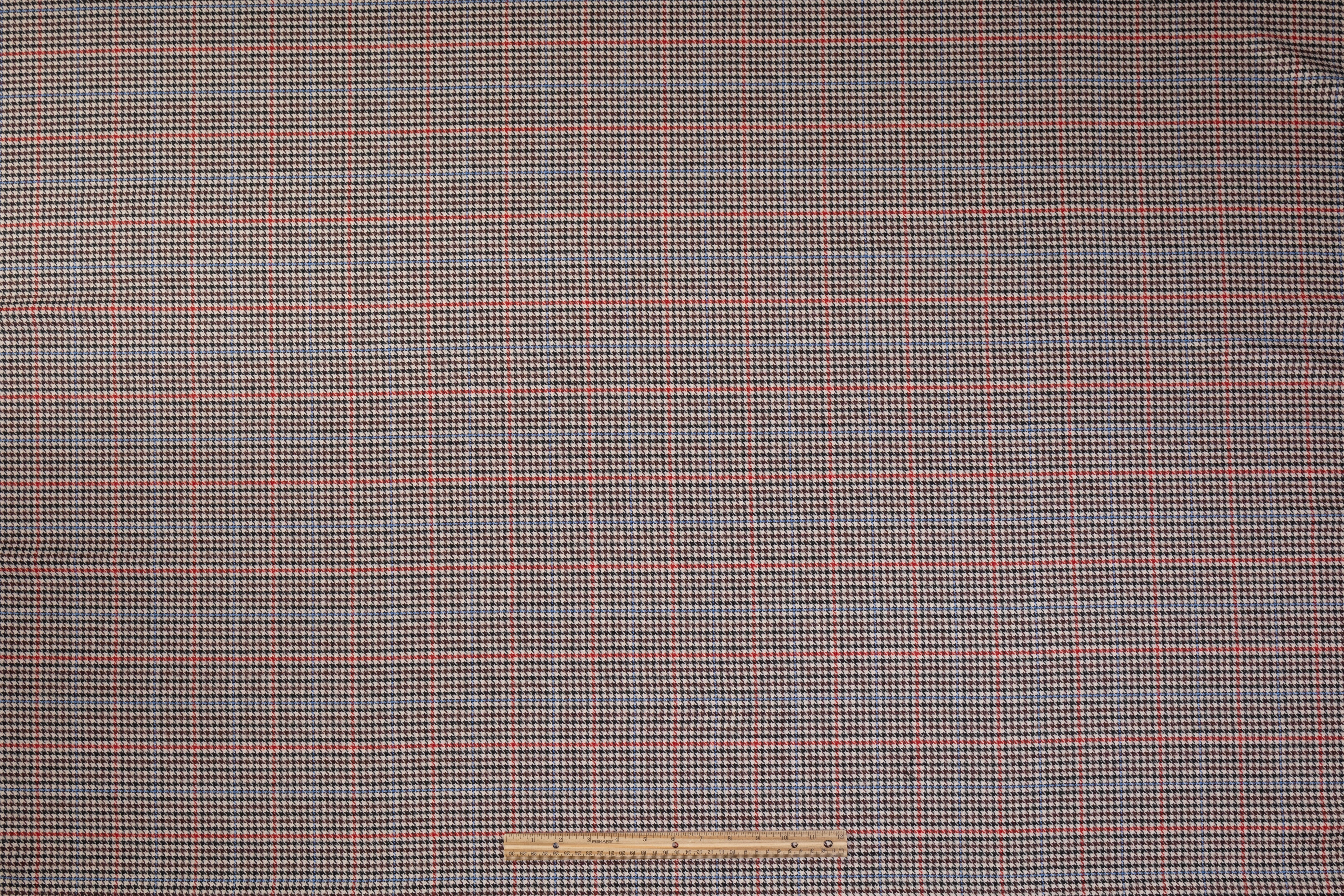 Houndstooth Italian Wool Cashmere Suiting - Multicolor