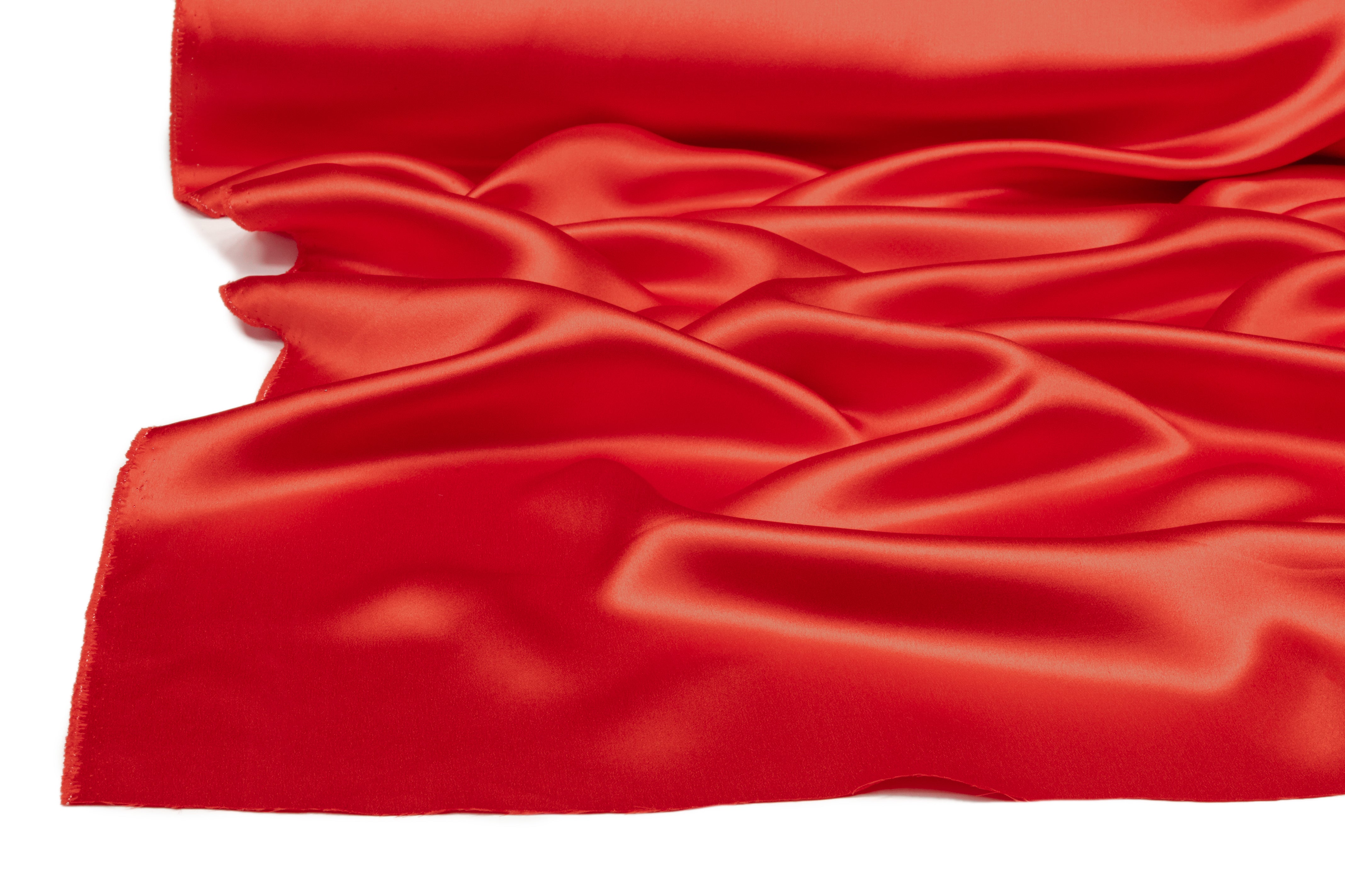 Double Satin Italian Silk Charmeuse - Red Orange