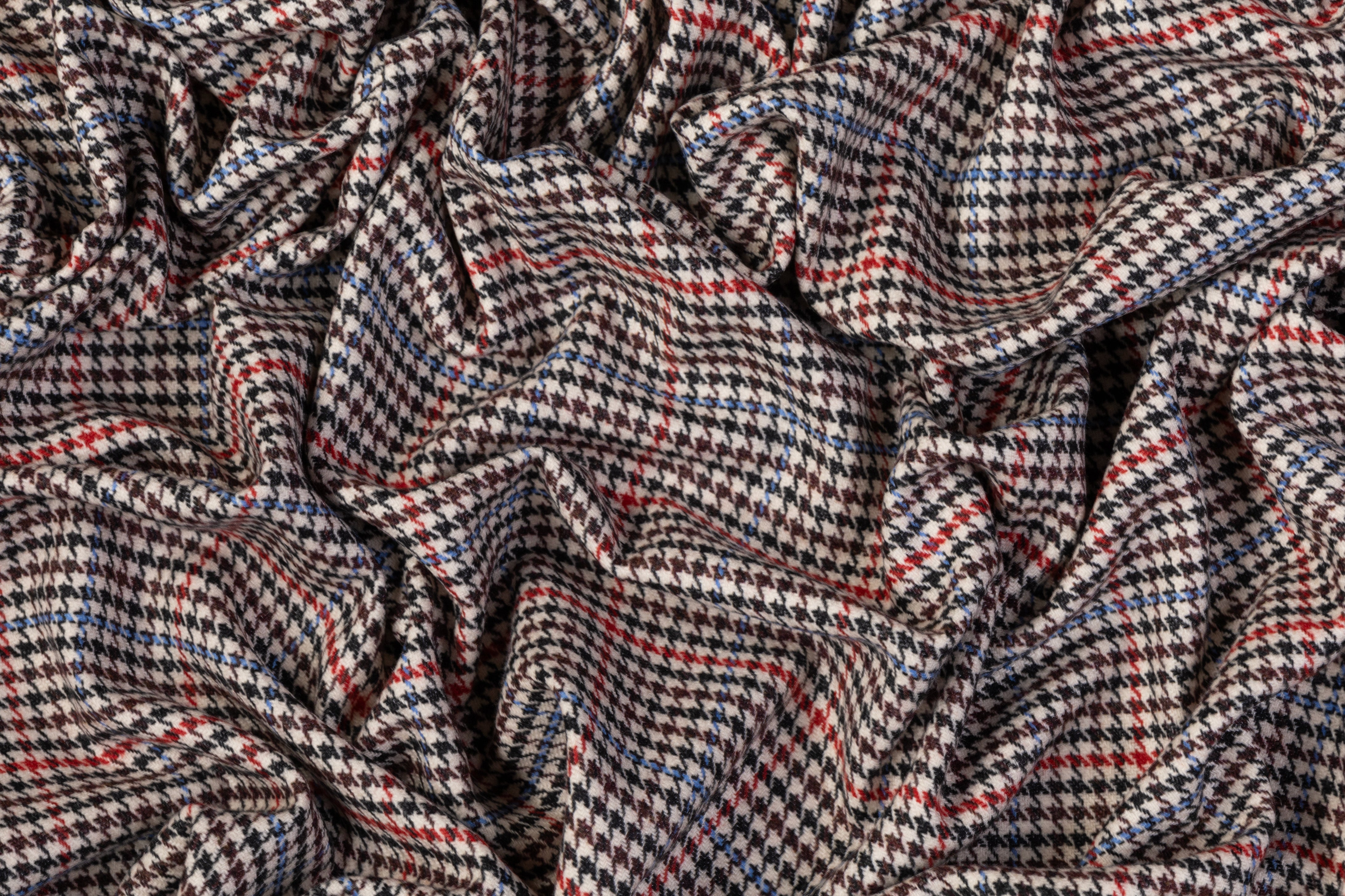 Houndstooth Italian Wool Cashmere Suiting - Multicolor