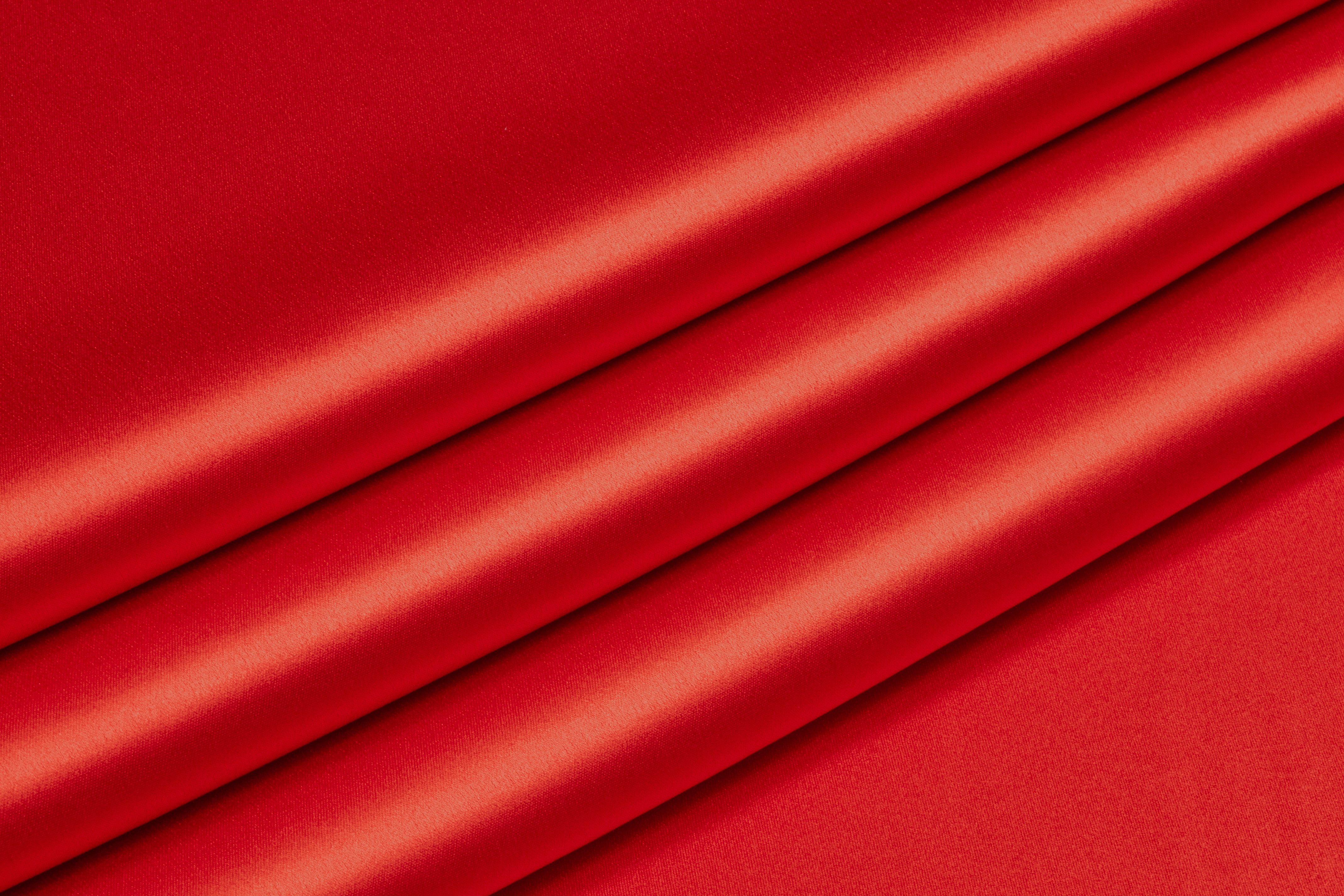 Double Satin Italian Silk Charmeuse - Red Orange