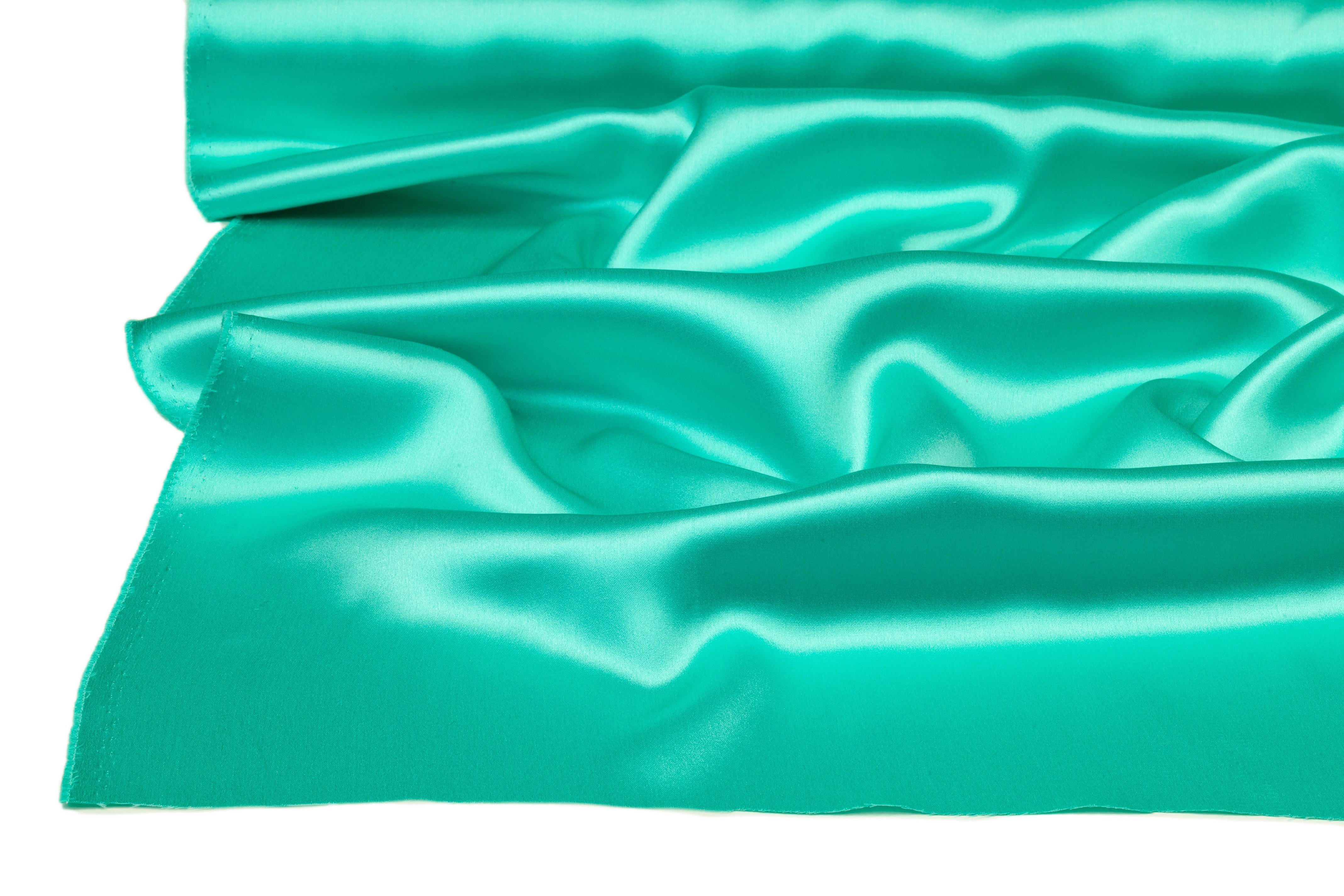 Double Satin Italian Silk Charmeuse - Aqua Green