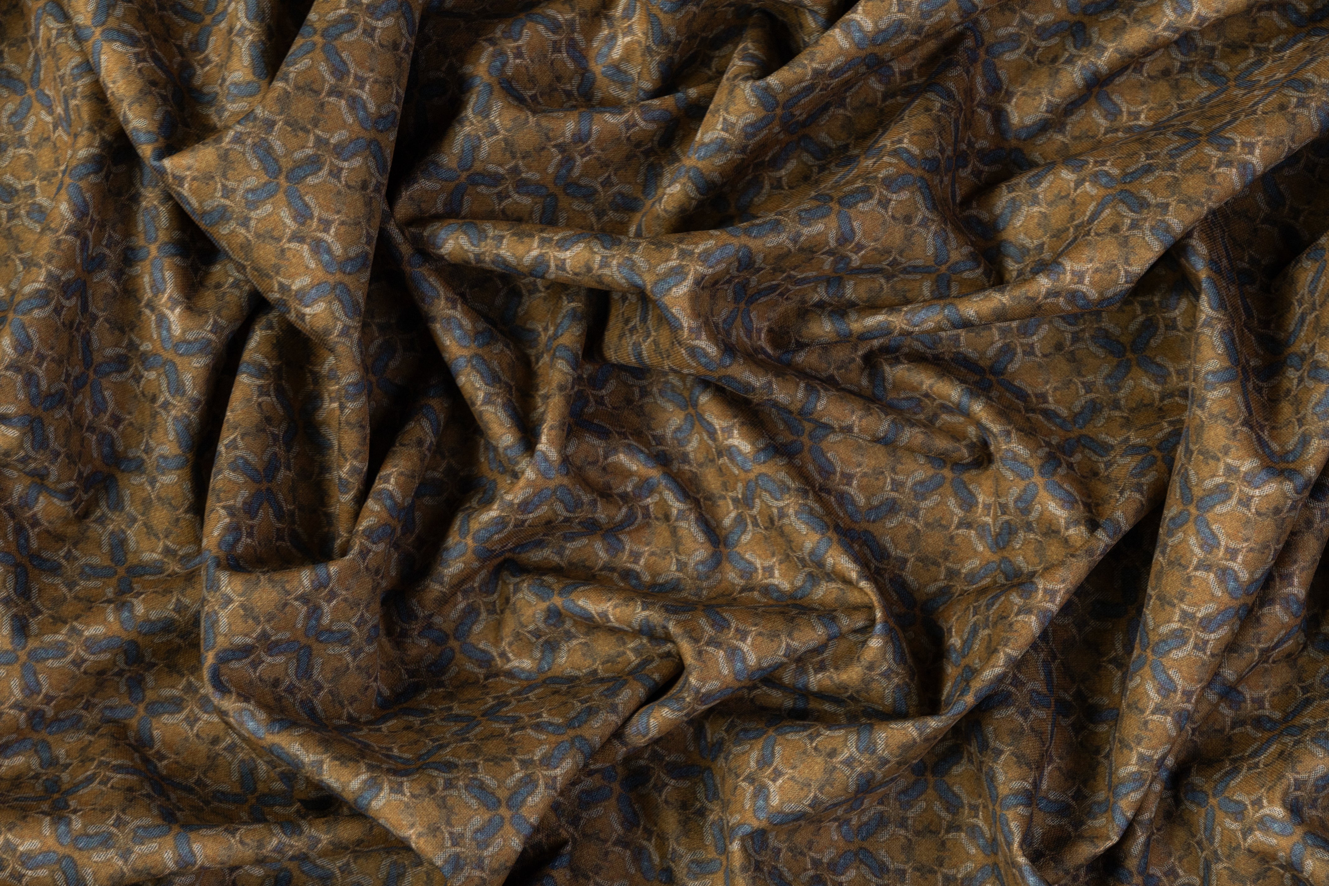 Printed Italian Poly Wool Suiting - Brown