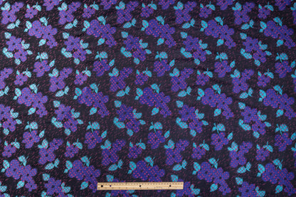 Abstract Floral Italian Brocade - Black / Purple / Blue