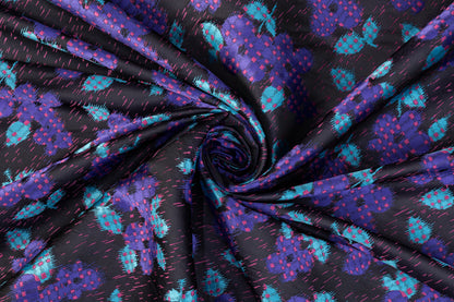 Abstract Floral Italian Brocade - Black / Purple / Blue