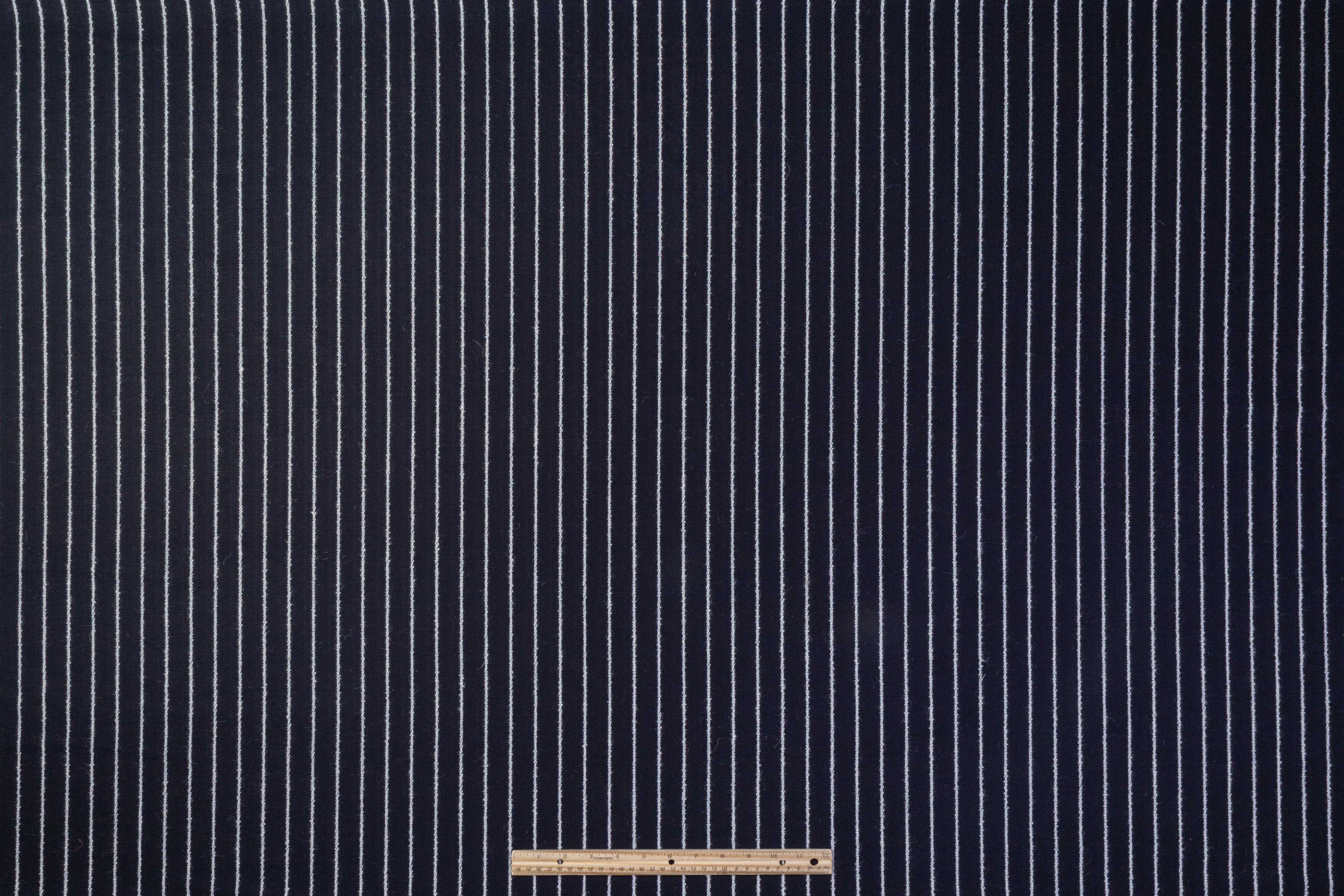 Striped Italian Wool Suiting - Navy / White