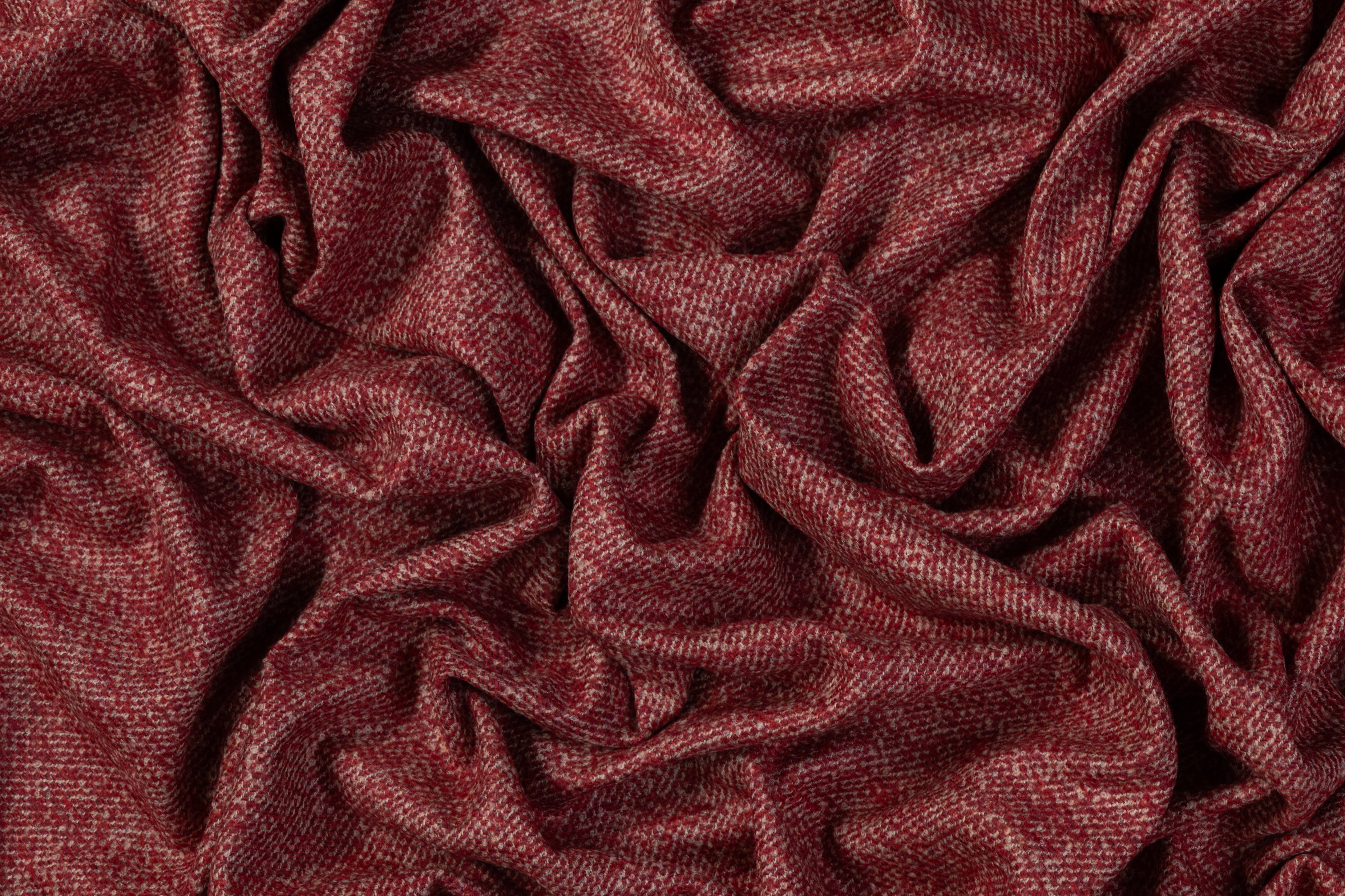 Cerruti - Italian Wool Blend Tweed - Maroon / Beige