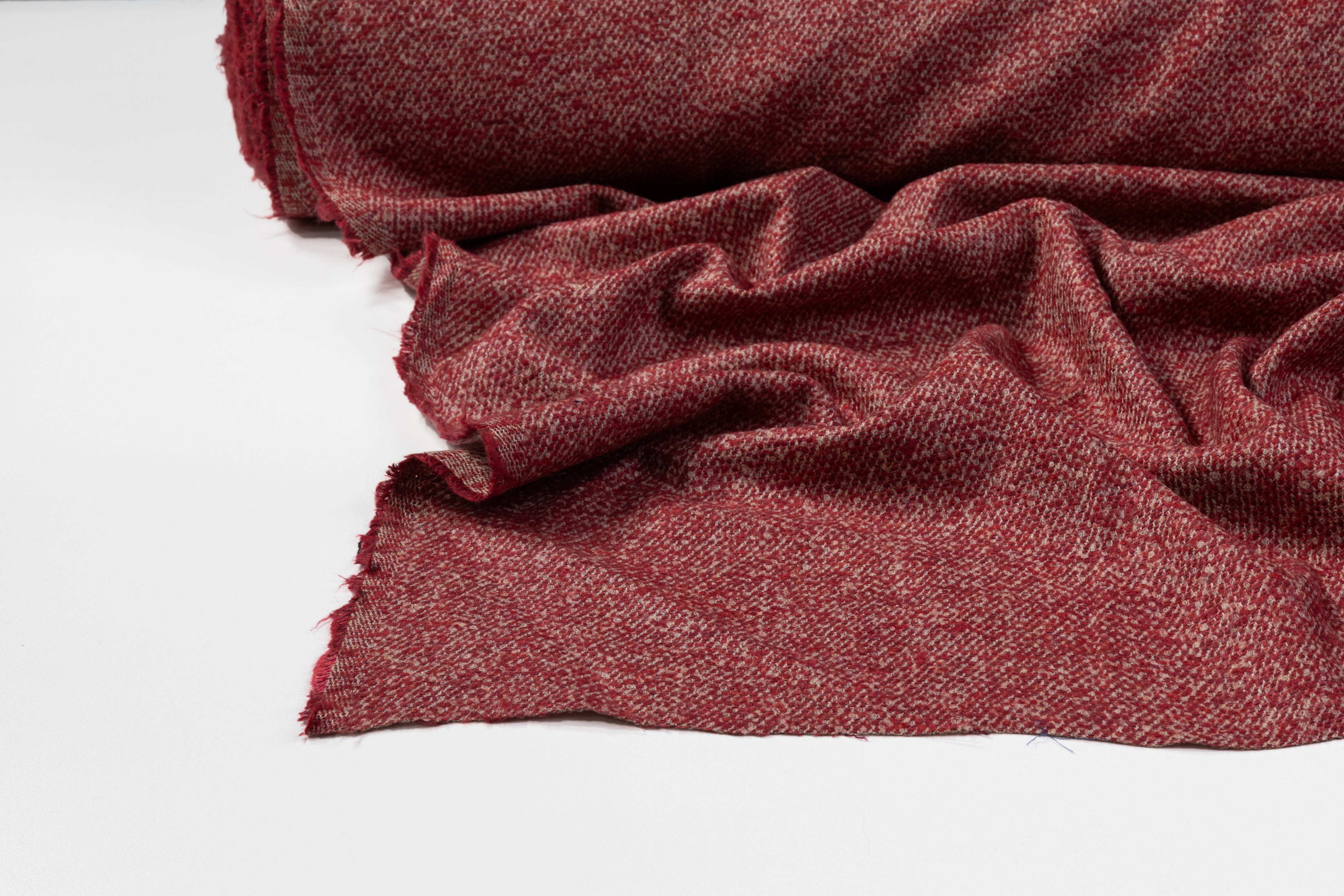 Cerruti - Italian Wool Blend Tweed - Maroon / Beige