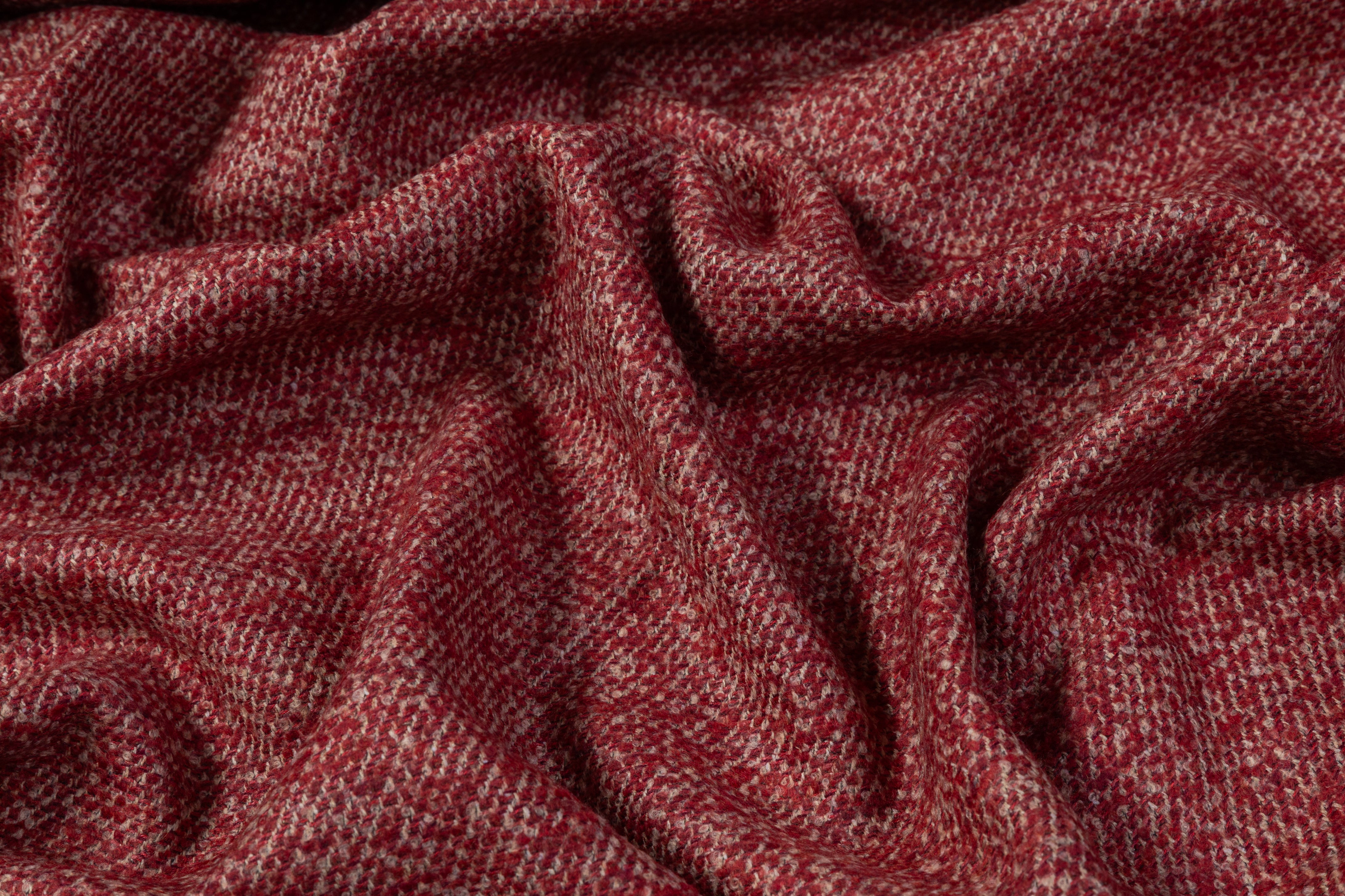 Cerruti - Italian Wool Blend Tweed - Maroon / Beige