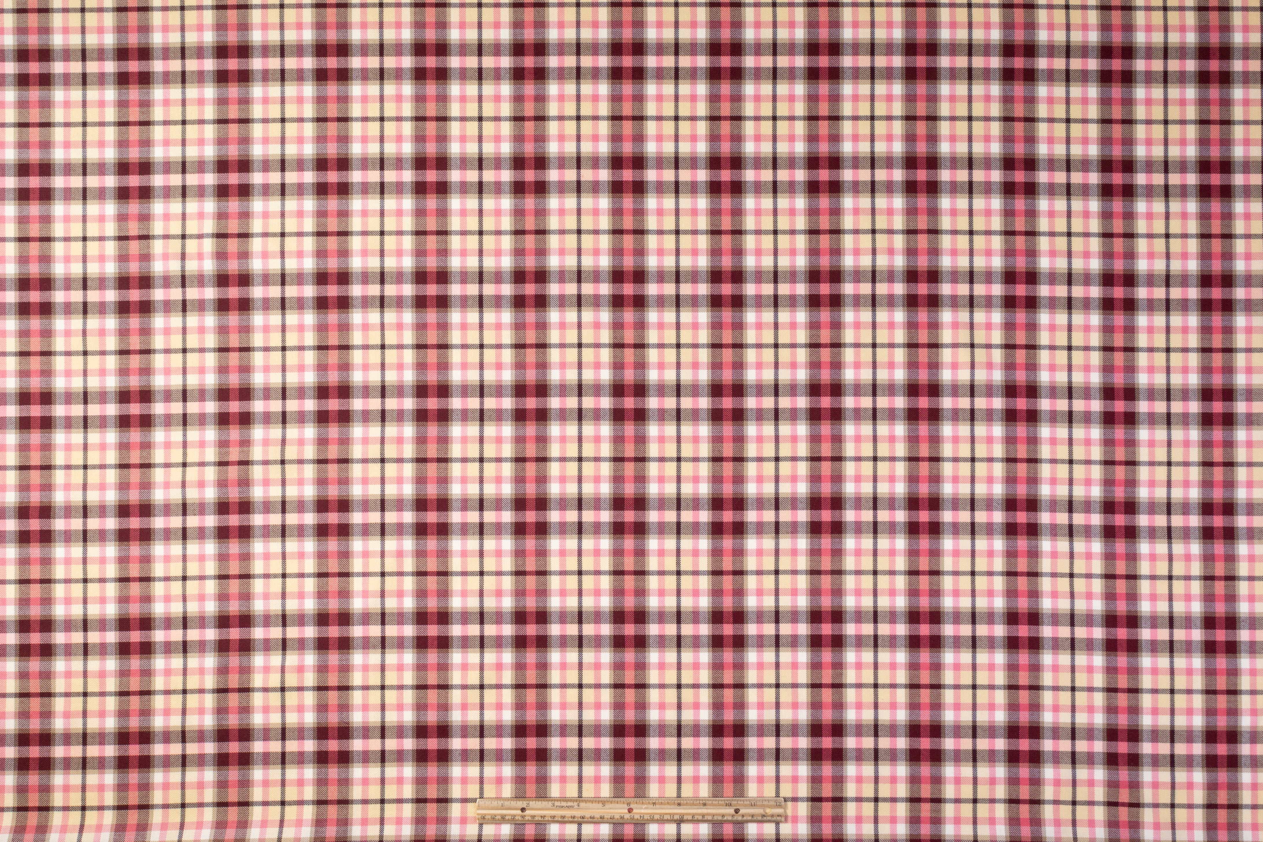 Checked Italian Wool - Pink / Burgundy / Cream