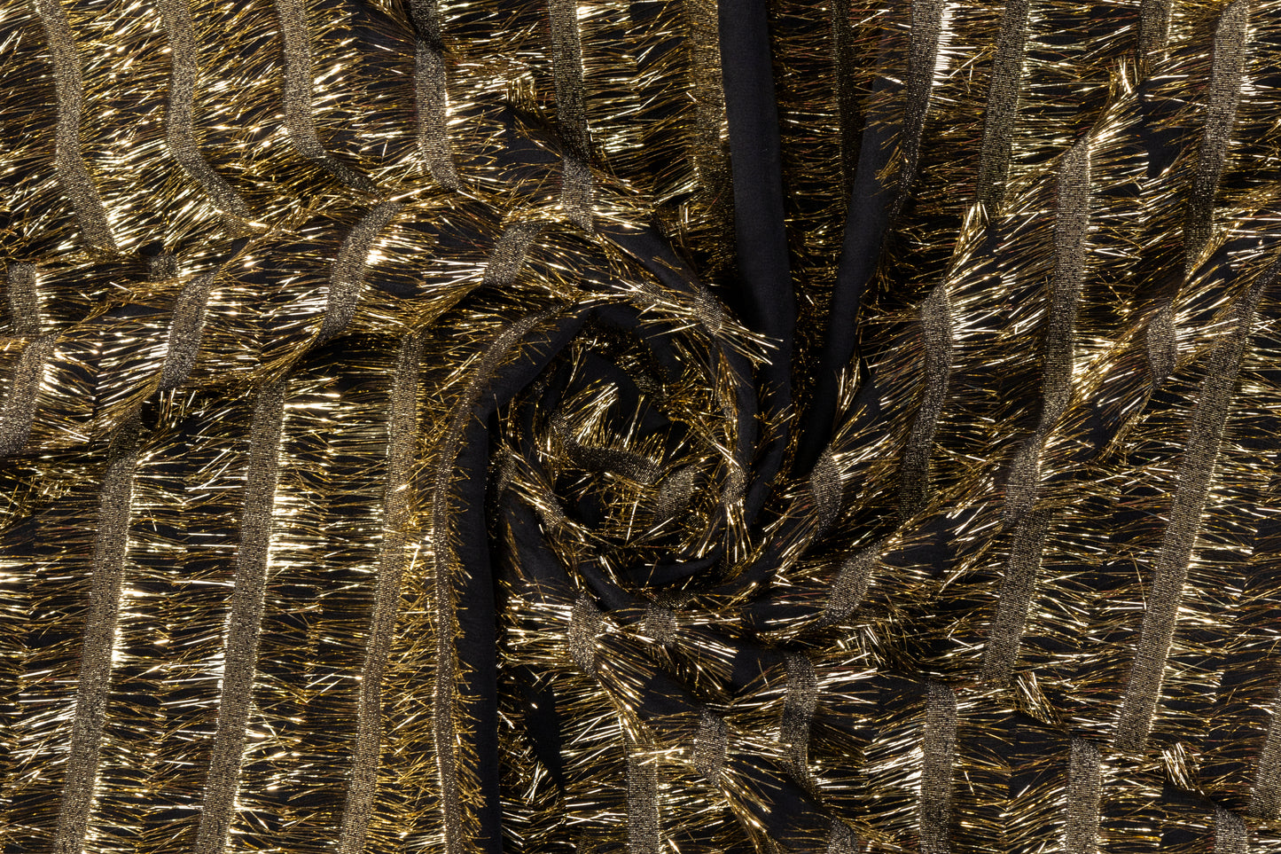 Metallic Italian Silk Chiffon - Black / Gold