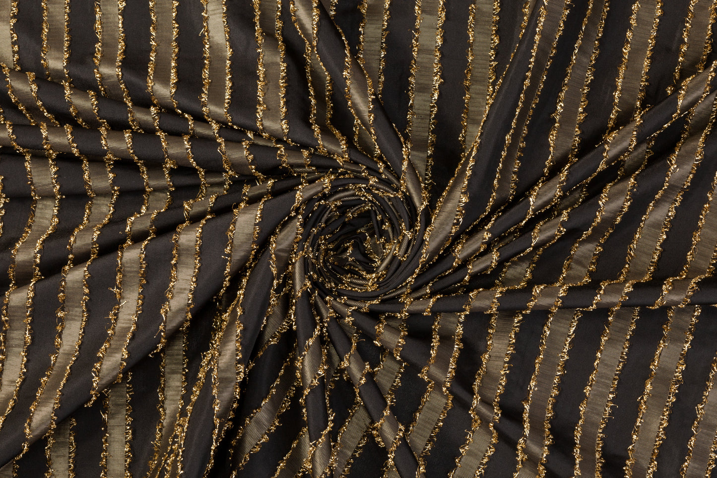 Italian Metallic Striped Polyester - Gold / Black