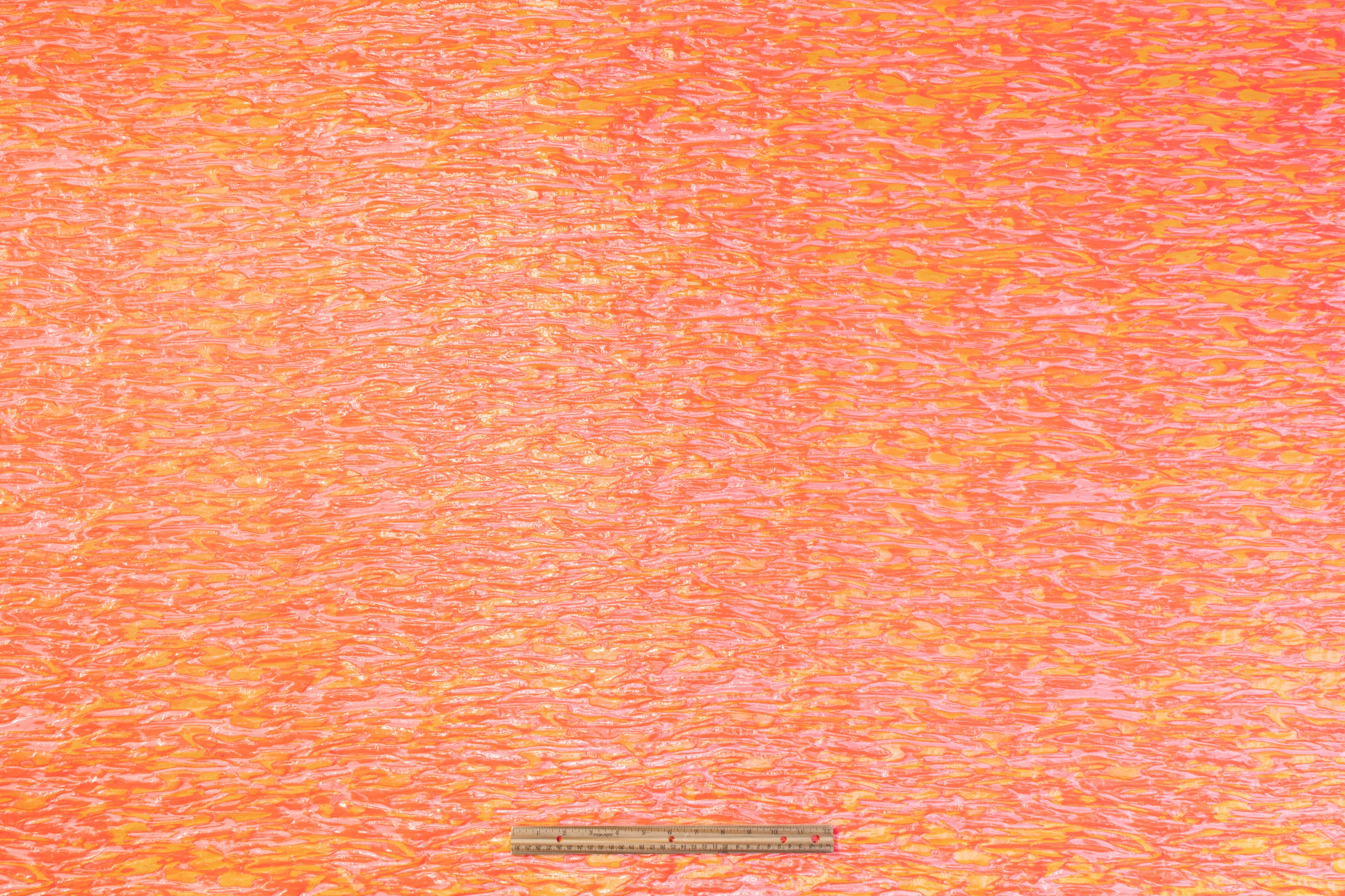 Abstract Italian Brocade - Coral / Yellow