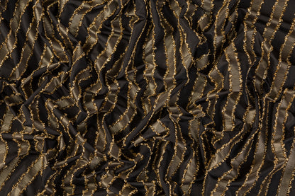 Italian Metallic Striped Polyester - Gold / Black