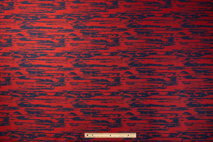 Abstract Metallic Brocade - Navy / Red