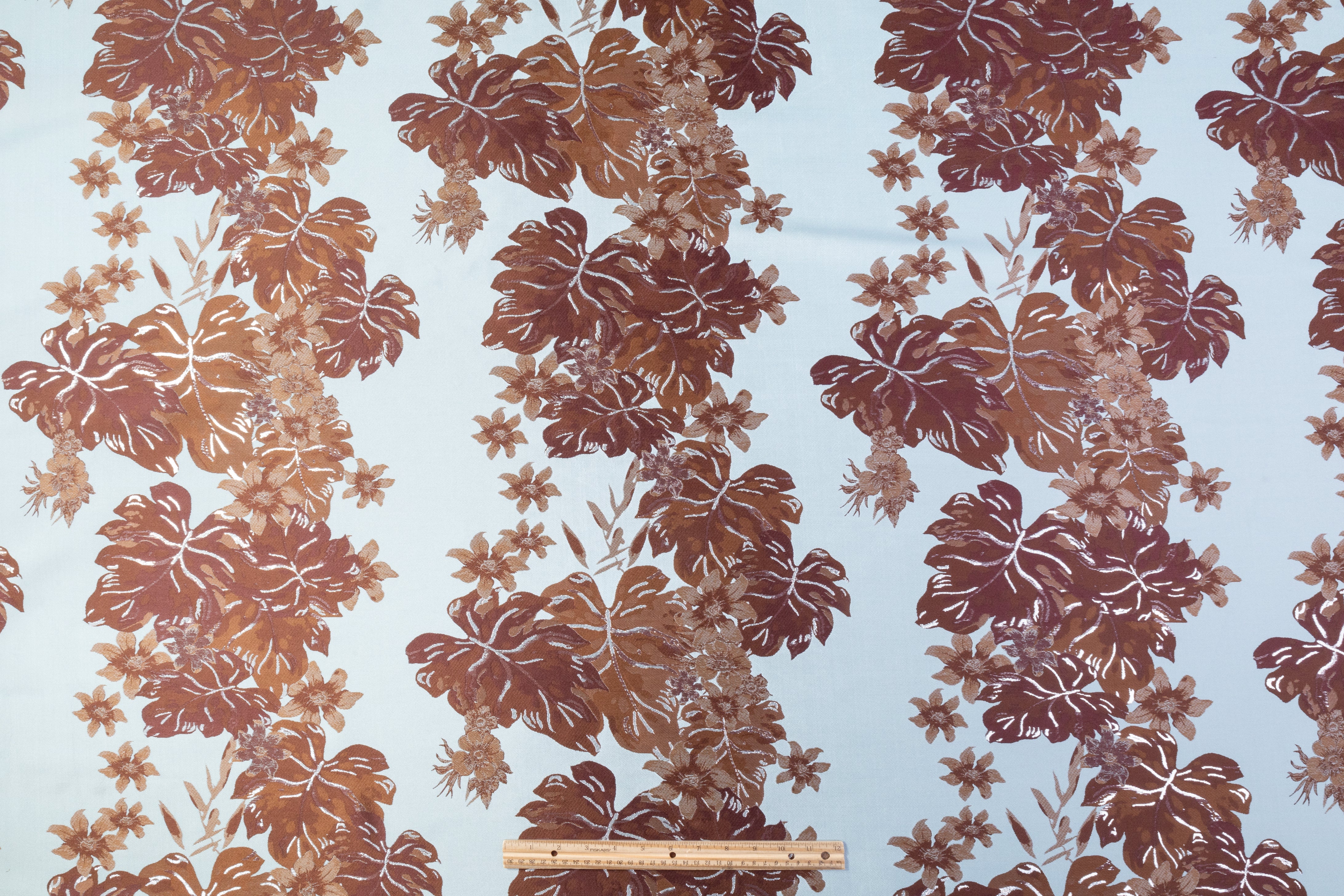Floral Metallic Italian Brocade - Blue / Brown