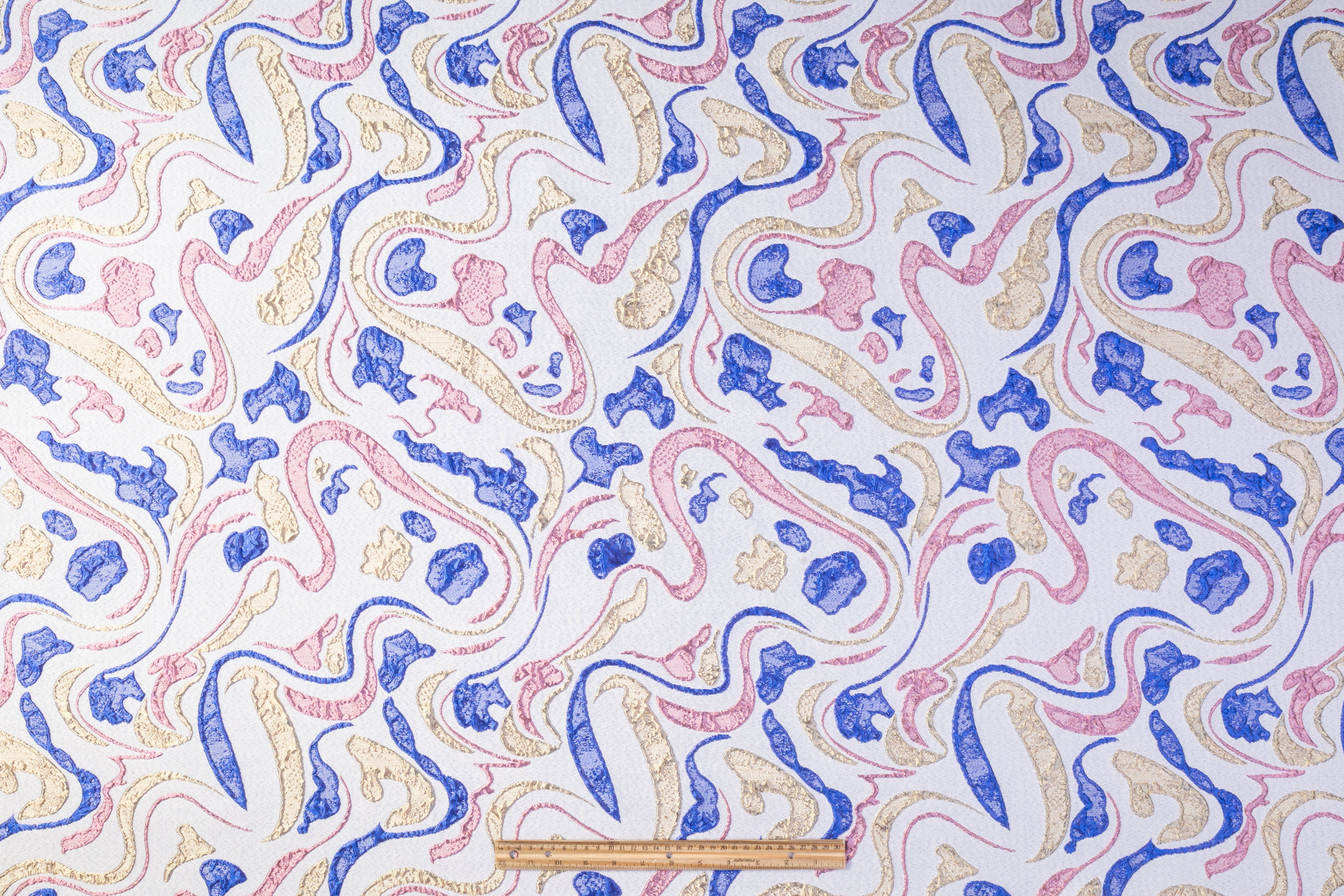 Abstract Italian Brocade - Gold / Blue / Pink