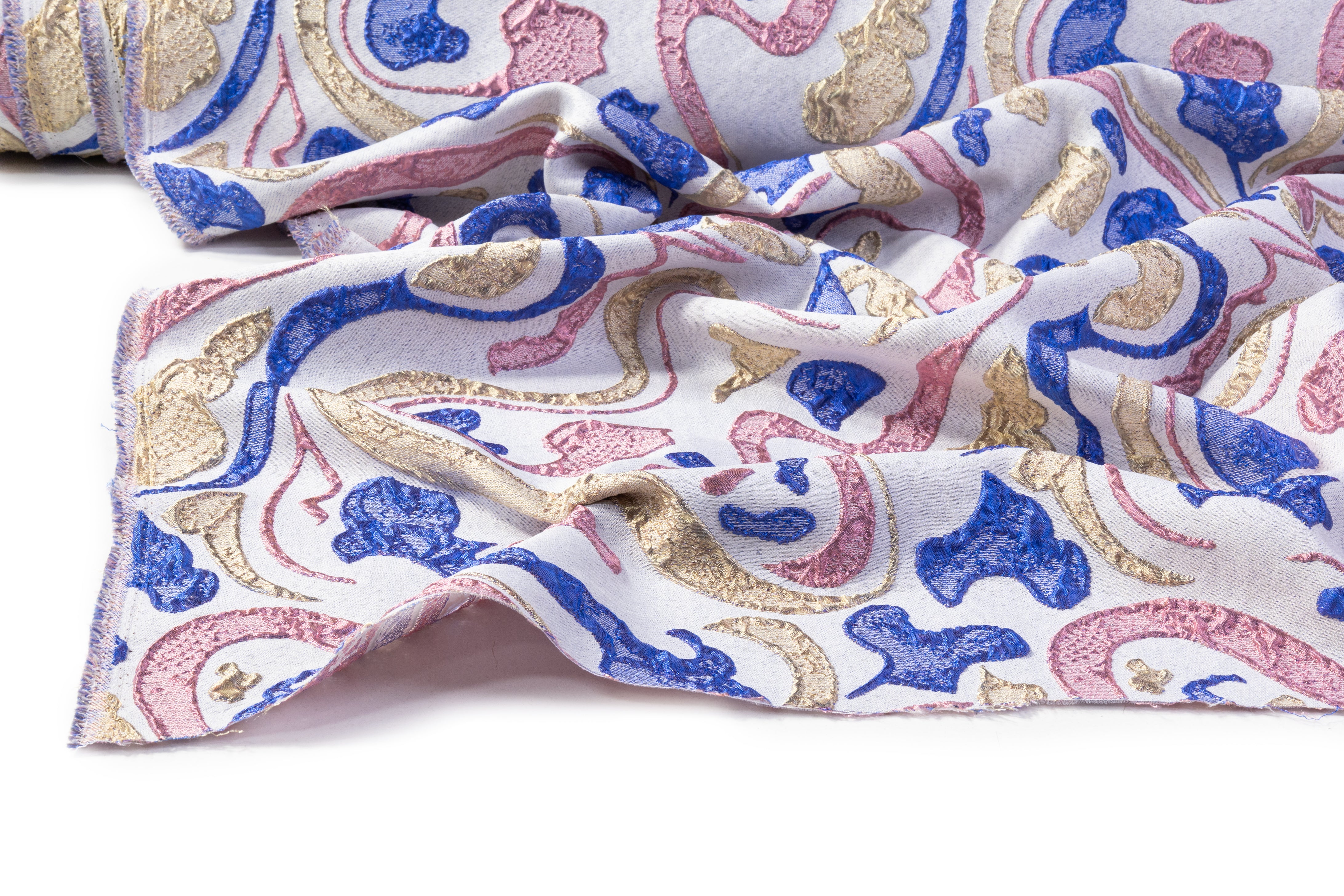 Abstract Italian Brocade - Gold / Blue / Pink