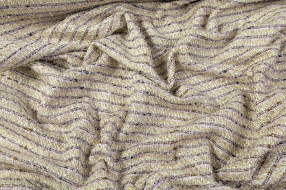 Metallic Italian Cotton Viscose Tweed - Green / Gold / Gray / White