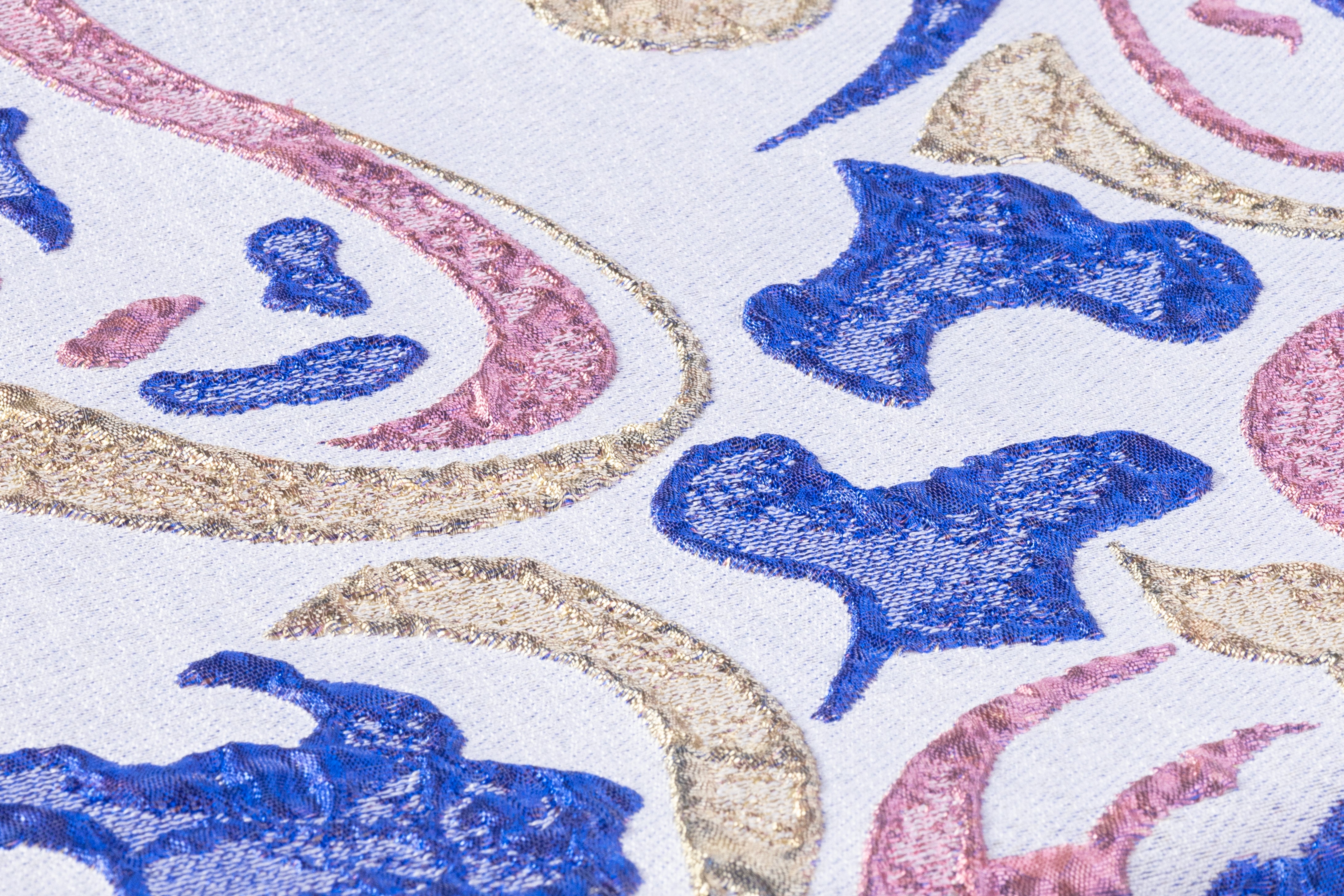 Abstract Italian Brocade - Gold / Blue / Pink