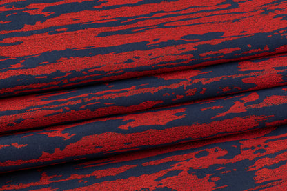Abstract Metallic Brocade - Navy / Red