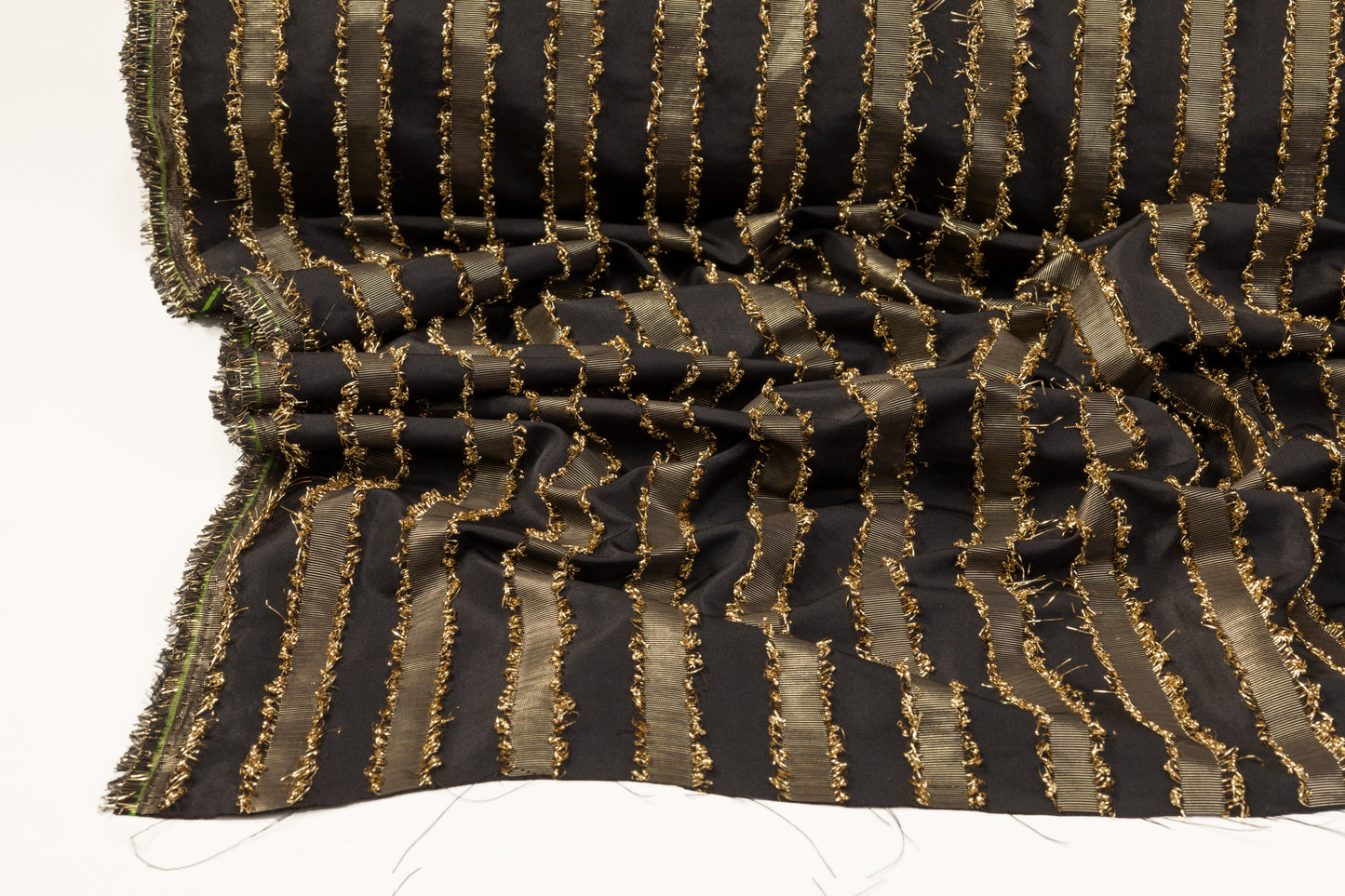 Italian Metallic Striped Polyester - Gold / Black