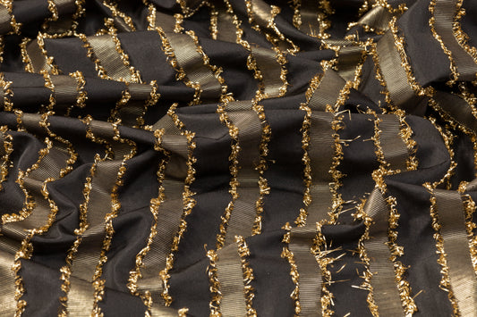 Italian Metallic Striped Polyester - Gold / Black