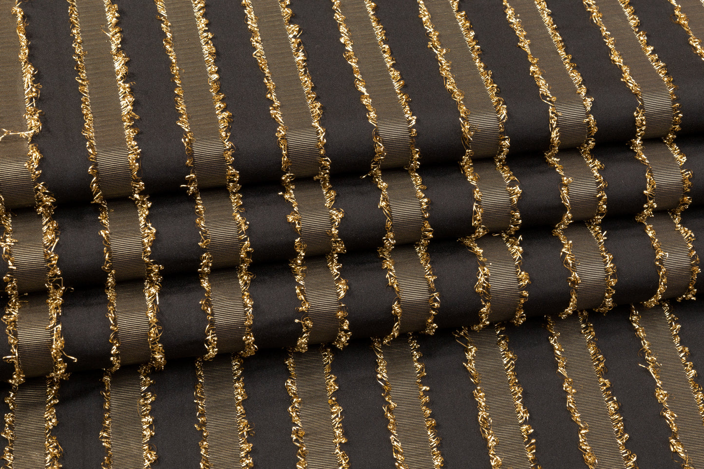 Italian Metallic Striped Polyester - Gold / Black