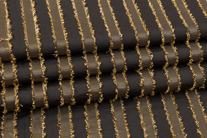 Italian Metallic Striped Polyester - Gold / Black