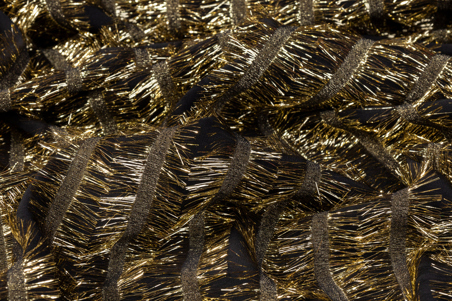 Metallic Italian Silk Chiffon - Black / Gold
