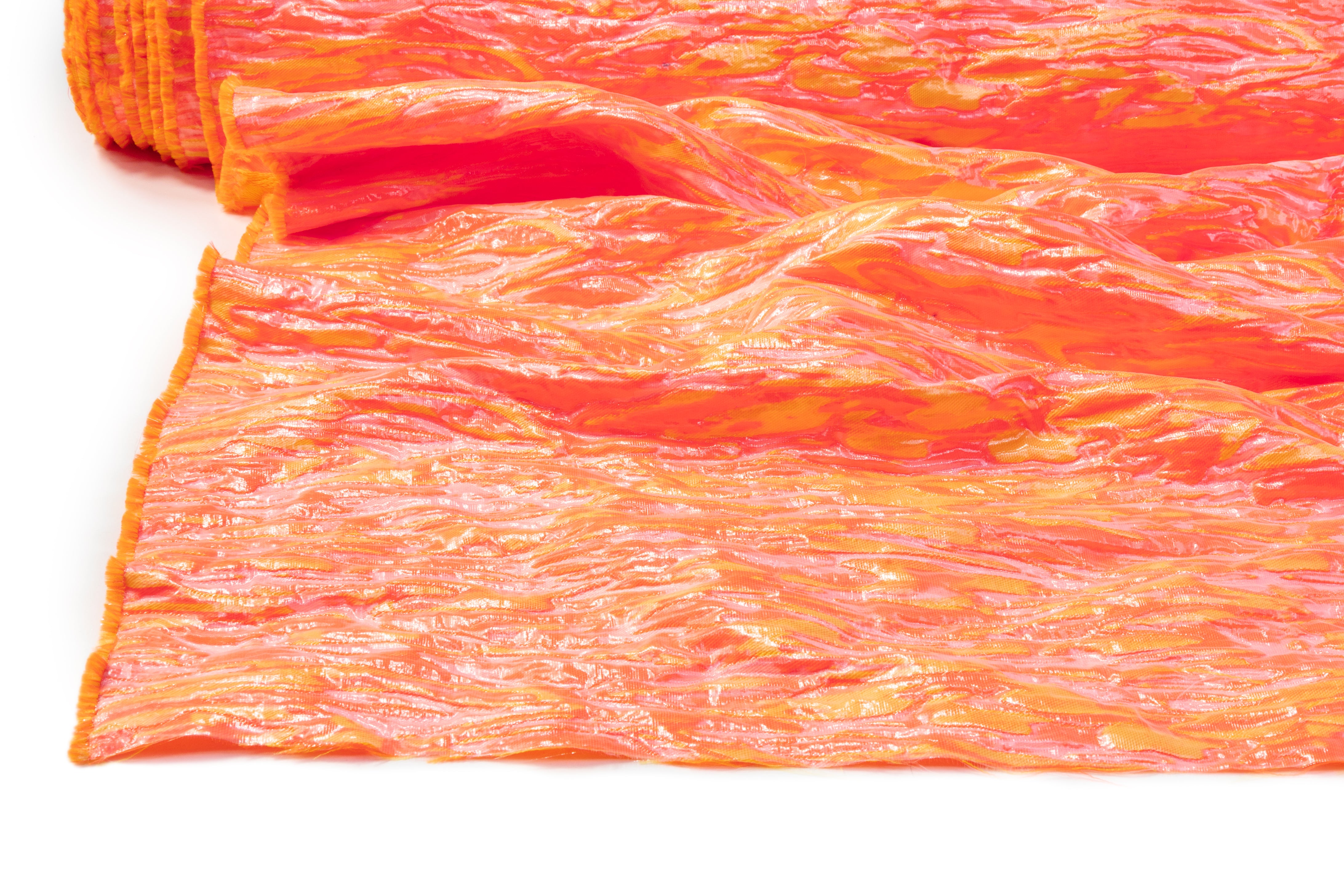 Abstract Italian Brocade - Coral / Yellow