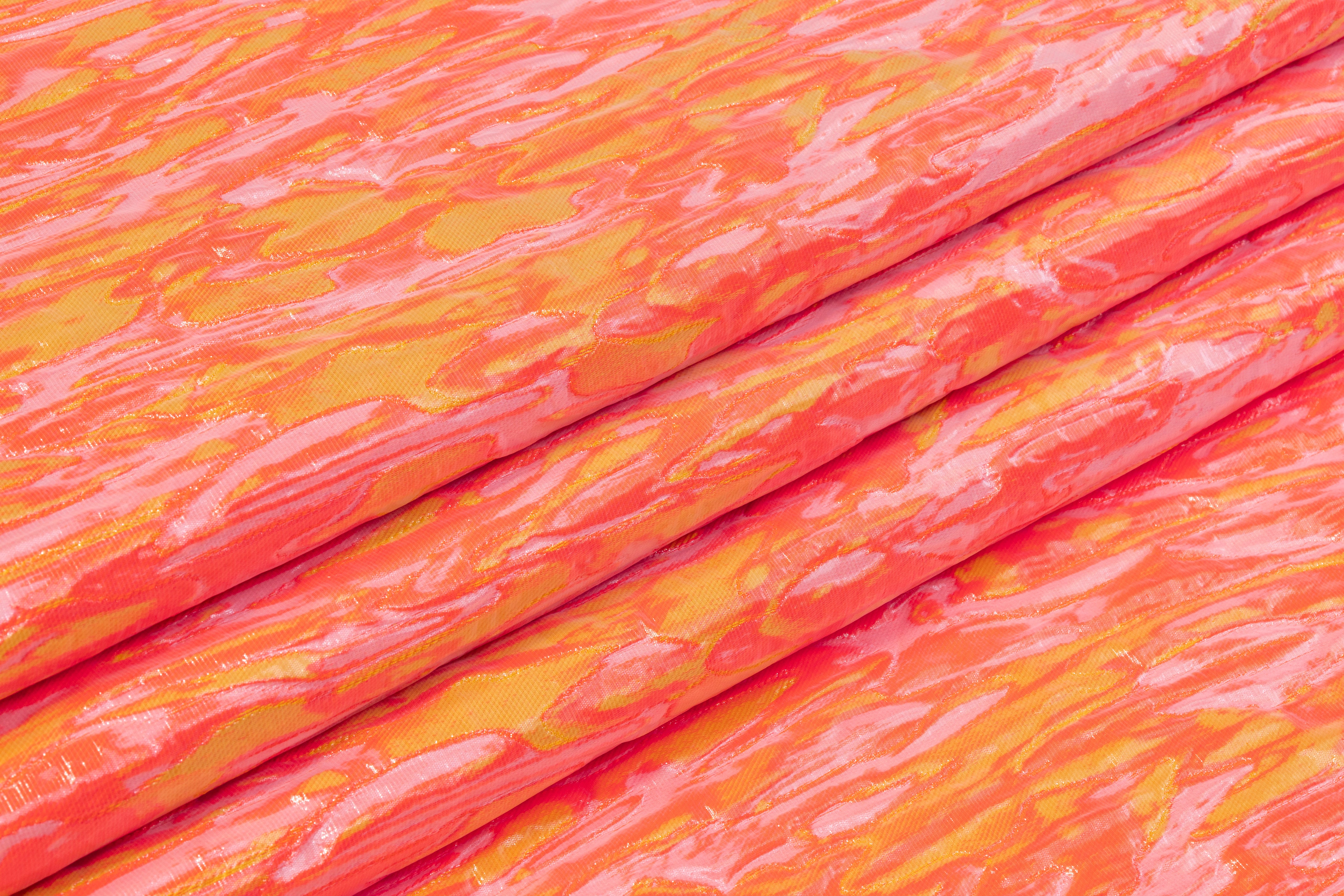 Abstract Italian Brocade - Coral / Yellow