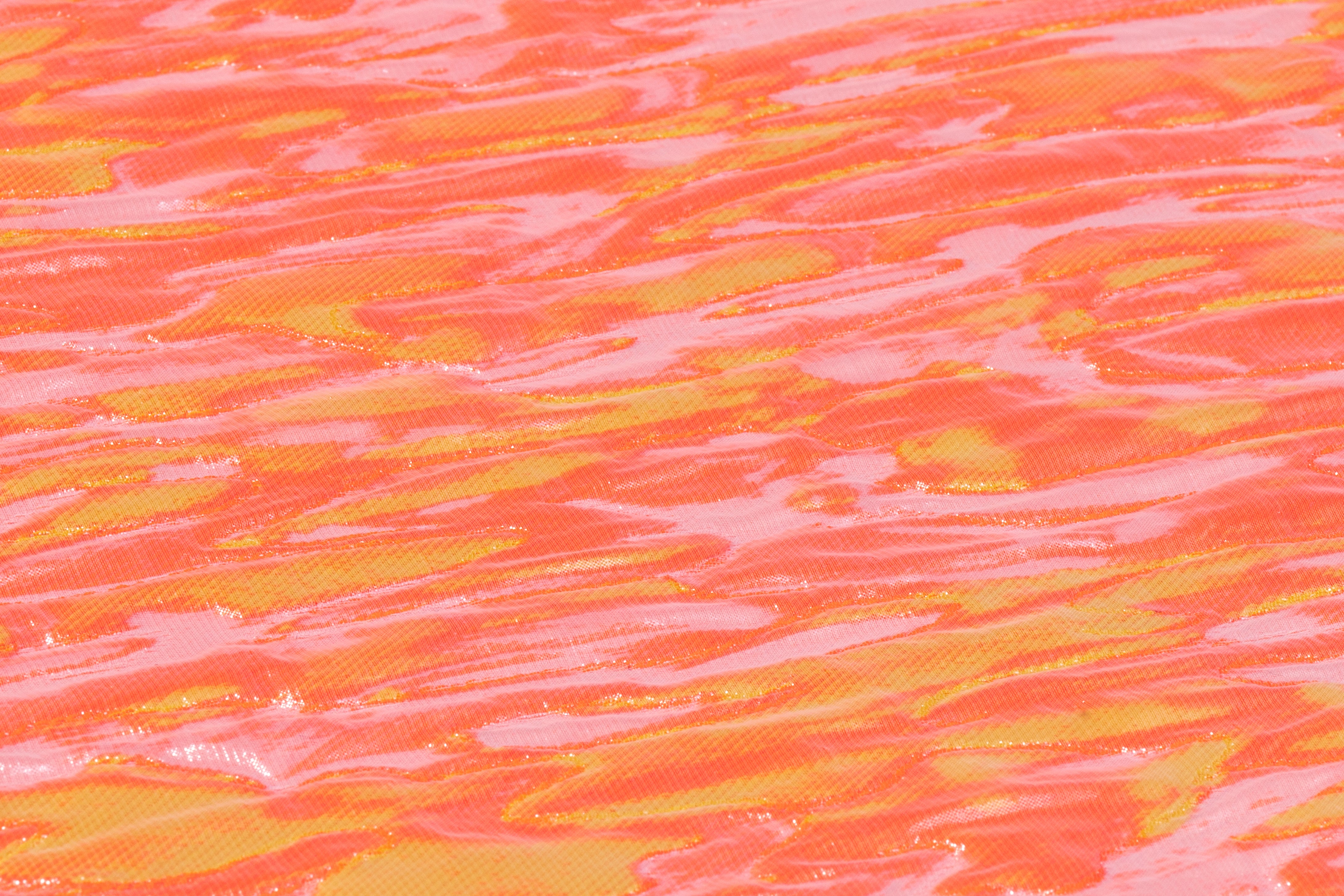 Abstract Italian Brocade - Coral / Yellow