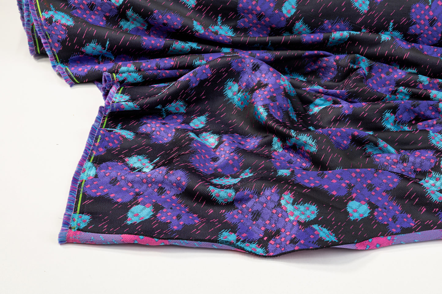 Abstract Floral Italian Brocade - Black / Purple / Blue