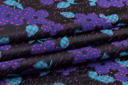 Abstract Floral Italian Brocade - Black / Purple / Blue