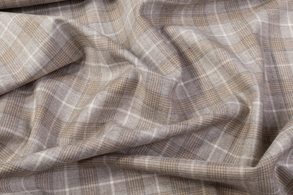 Marlene - Plaid Italian Wool Suiting - Taupe