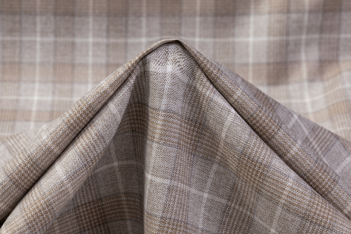 Marlene - Plaid Italian Wool Suiting - Taupe