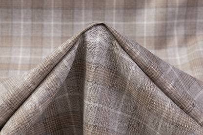 Marlene - Plaid Italian Wool Suiting - Taupe