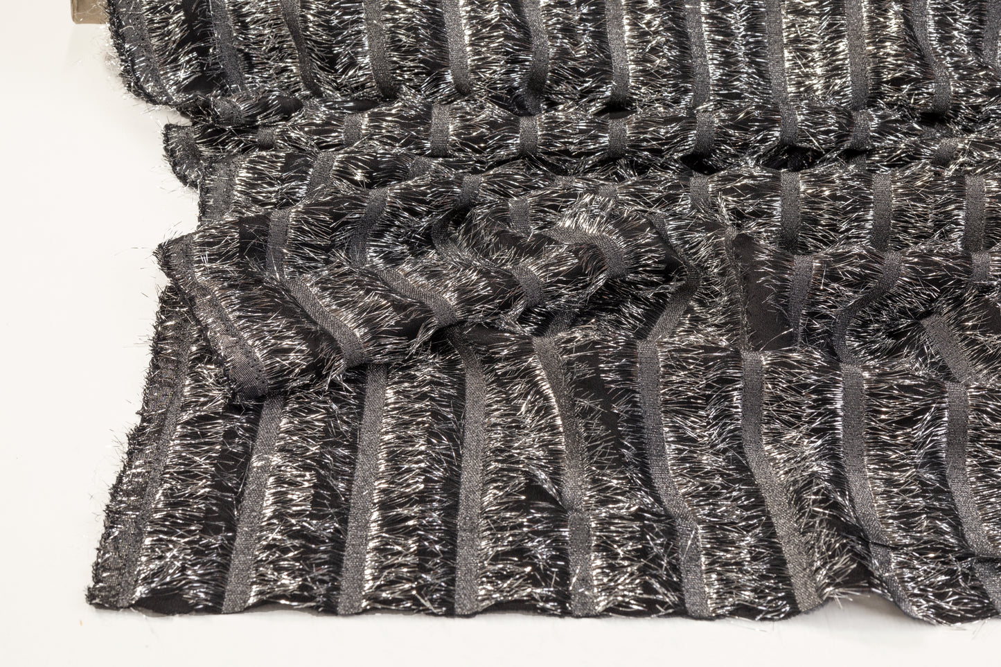 Metallic Italian Silk Chiffon - Black / Silver