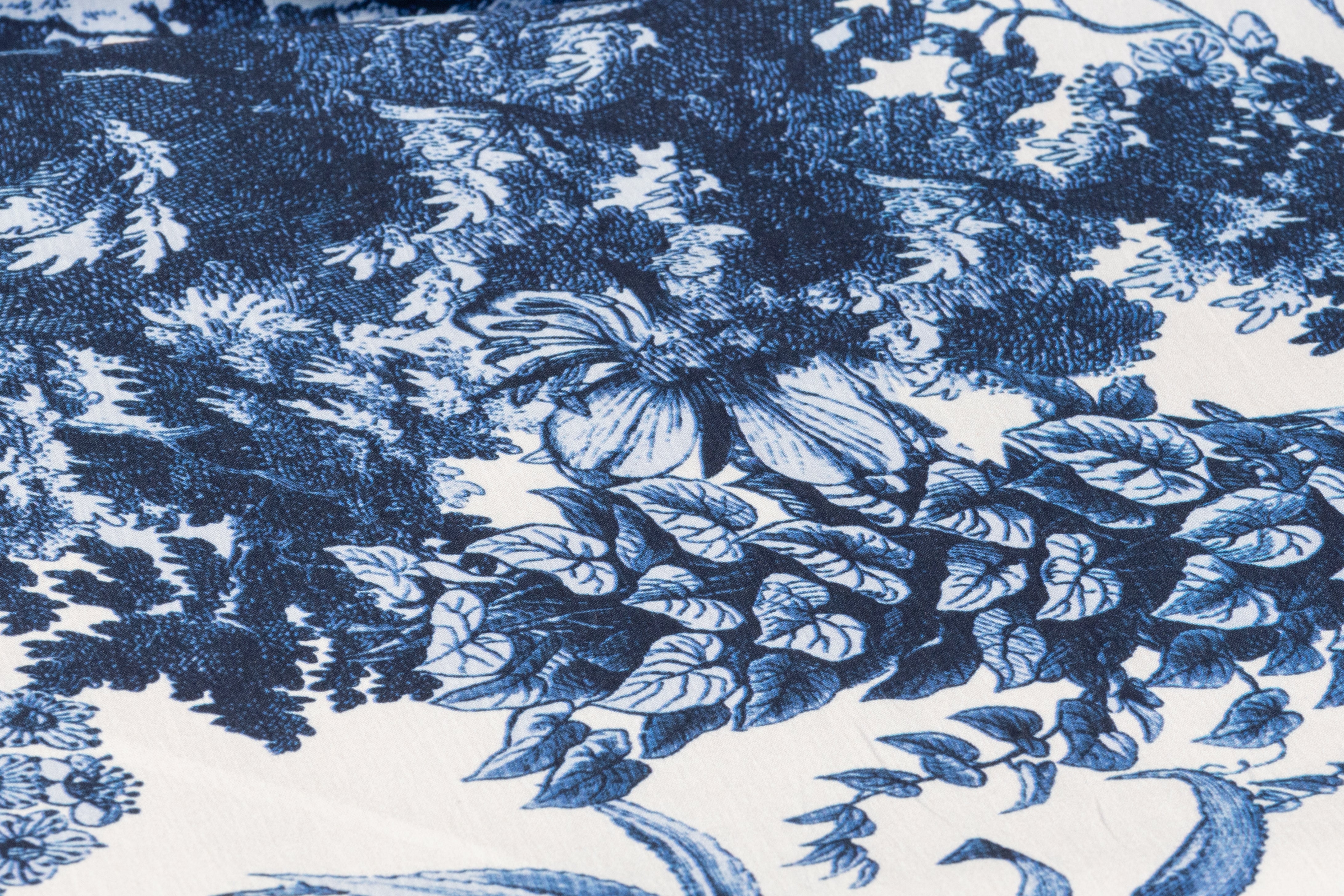 Jungle Printed Italian Cotton - Blue / White