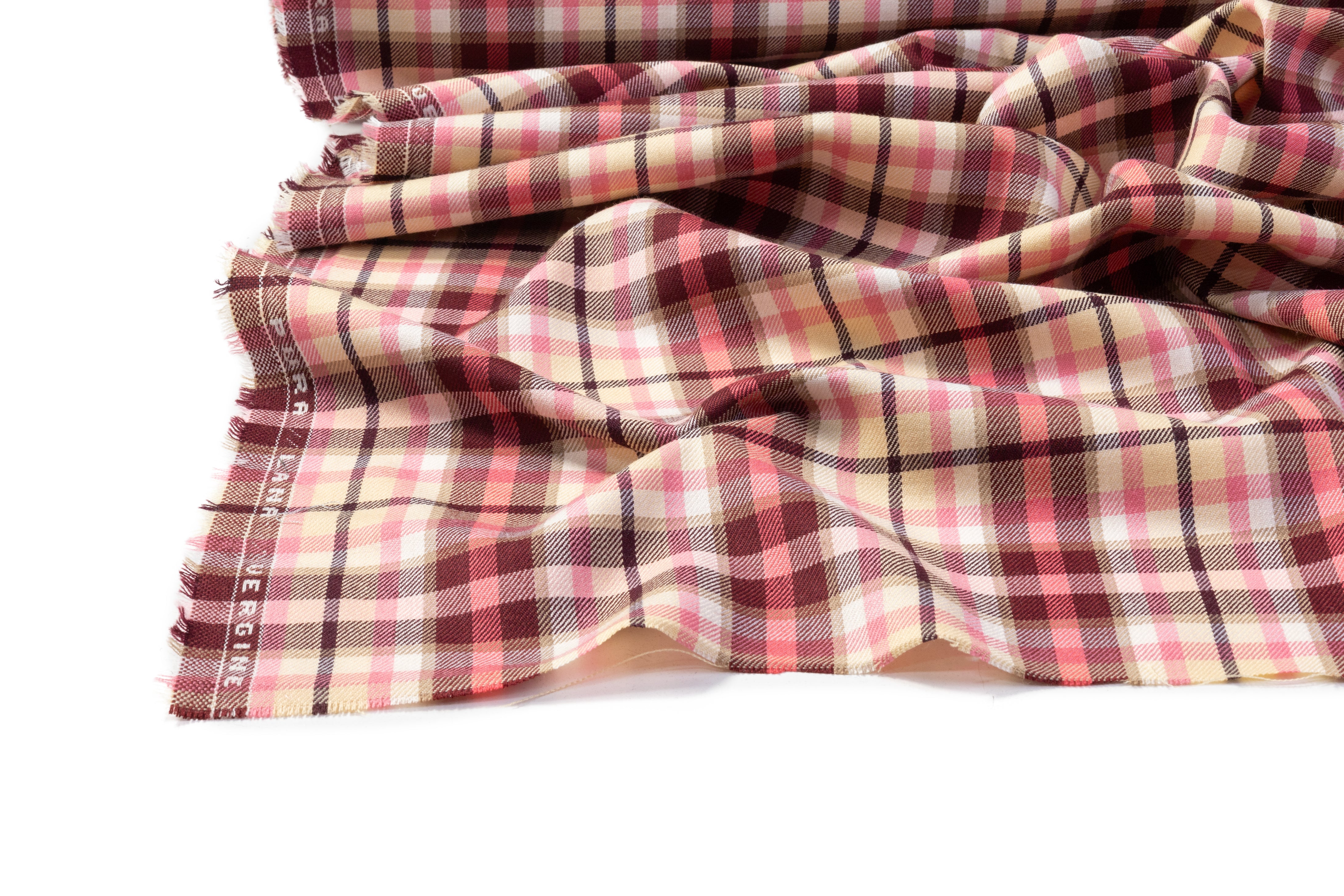 Checked Italian Wool - Pink / Burgundy / Cream