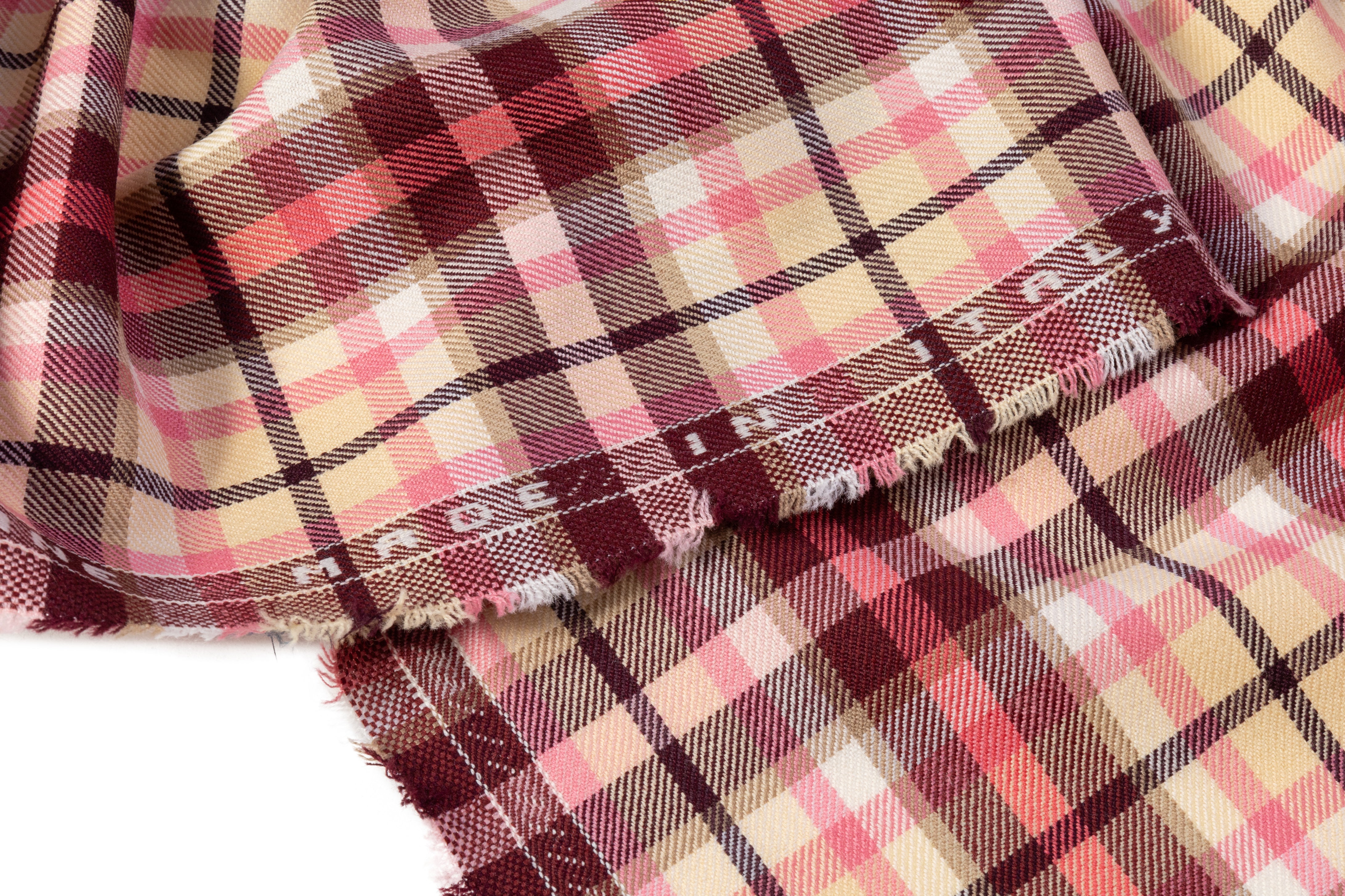 Checked Italian Wool - Pink / Burgundy / Cream