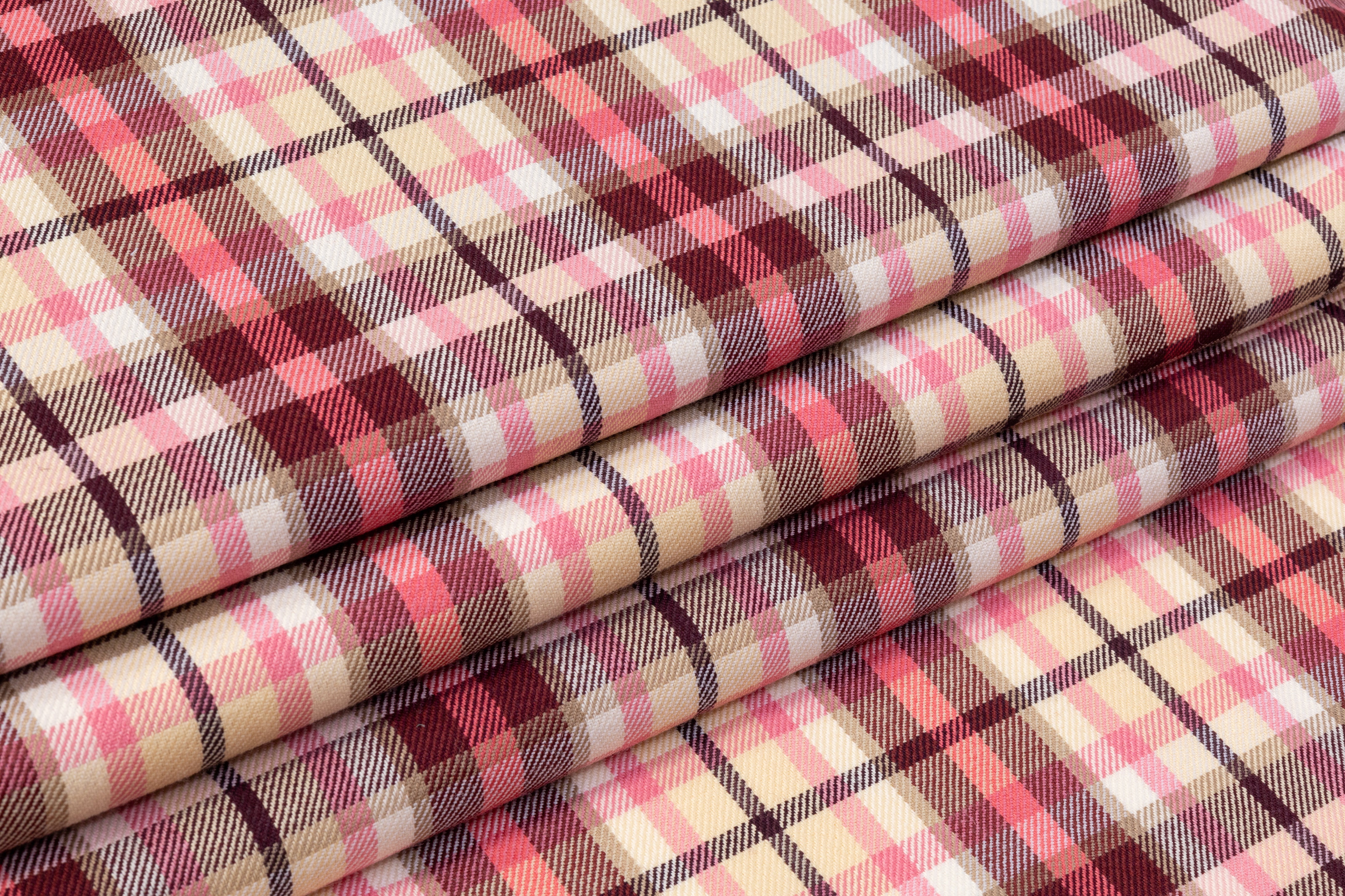 Checked Italian Wool - Pink / Burgundy / Cream